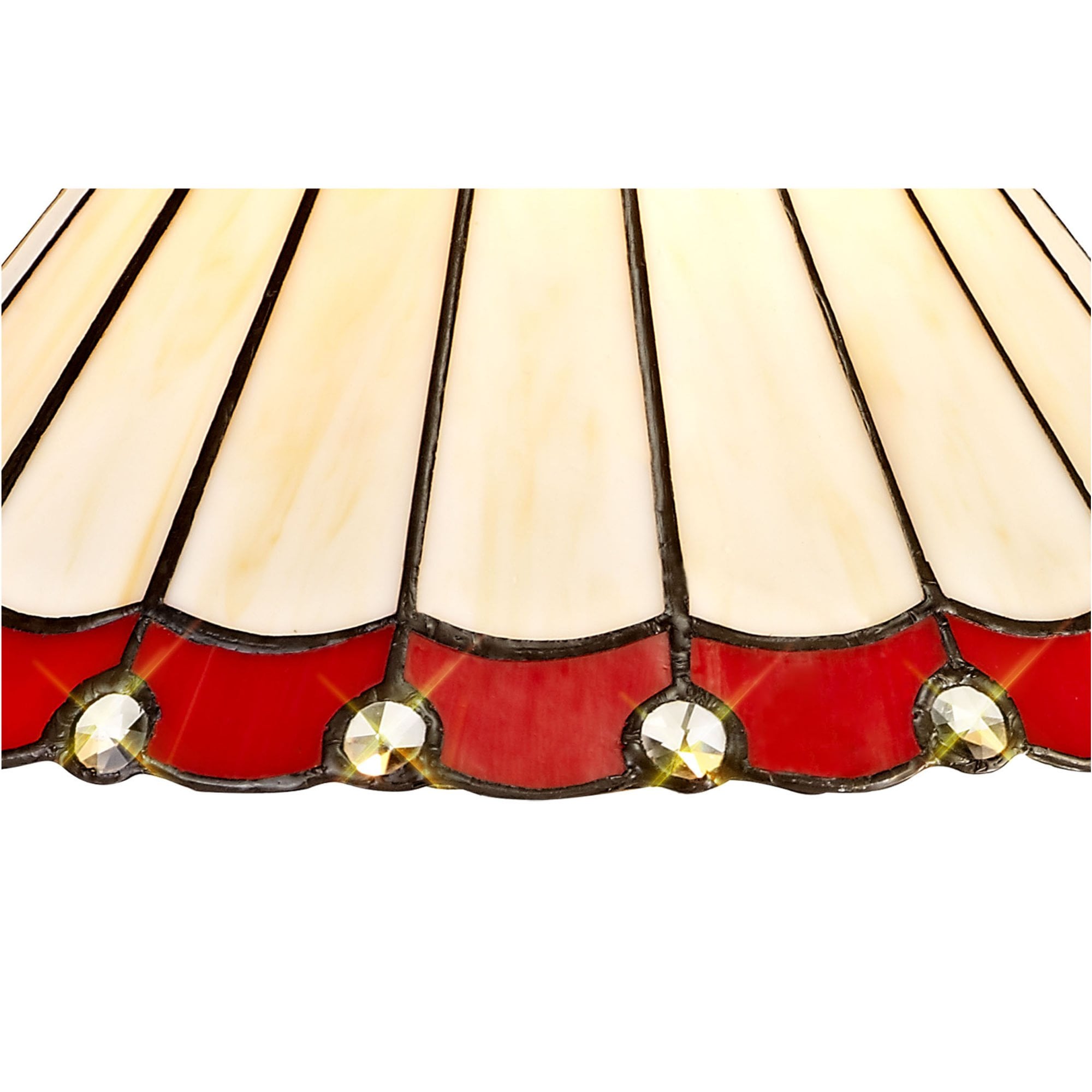 Fabula Amberley 30cm Tiffany Shade - Red & Cream - Shade Only