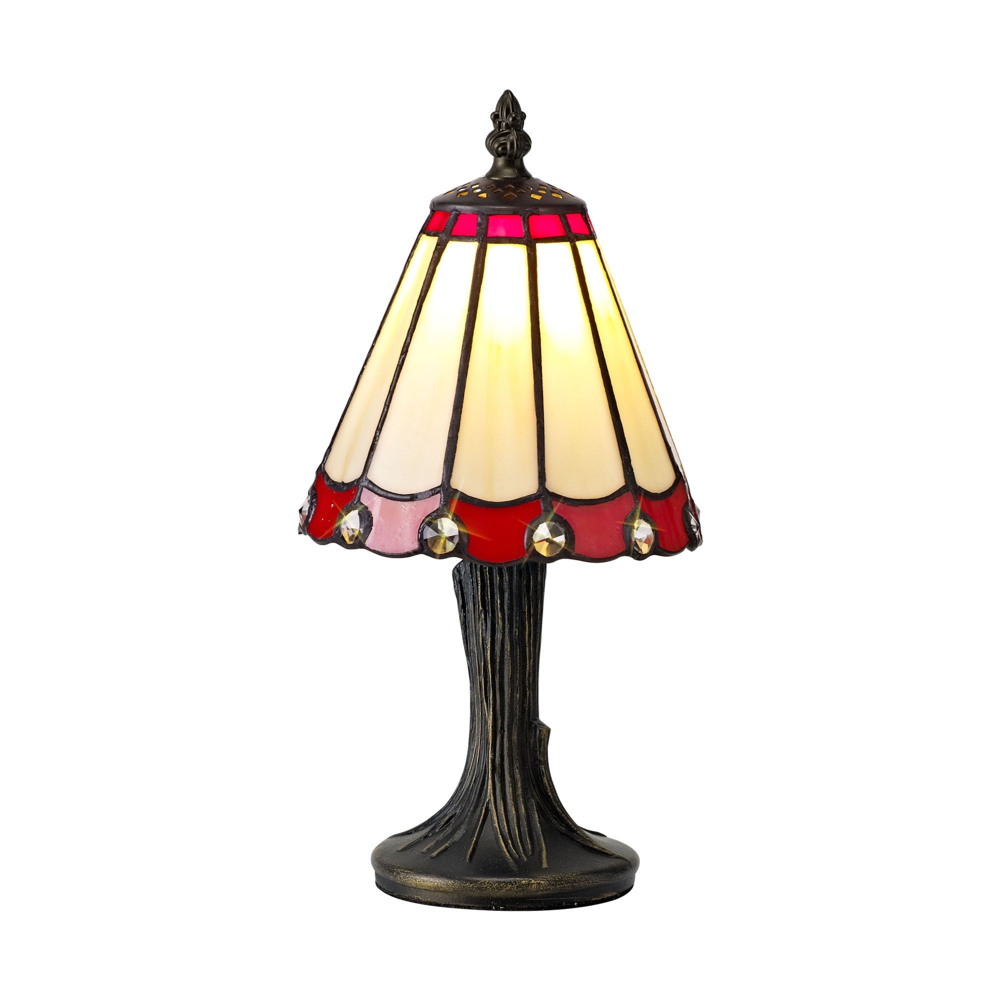 Fabula Amberley Tiffany Table Lamp - Red & Cream