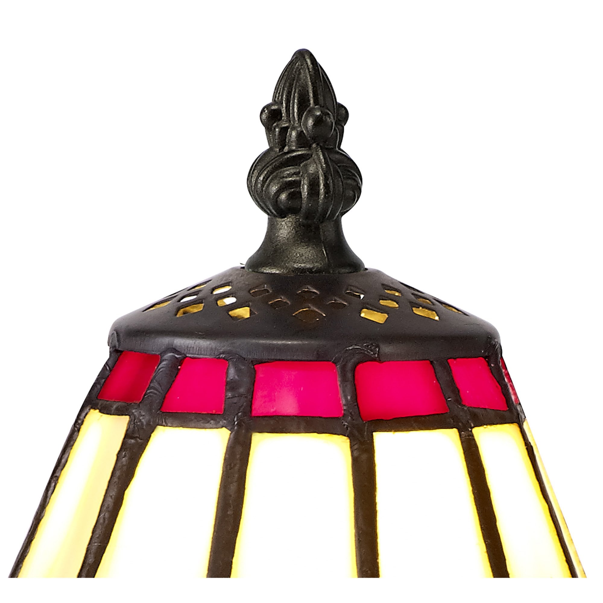 Fabula Amberley Tiffany Table Lamp - Red & Cream