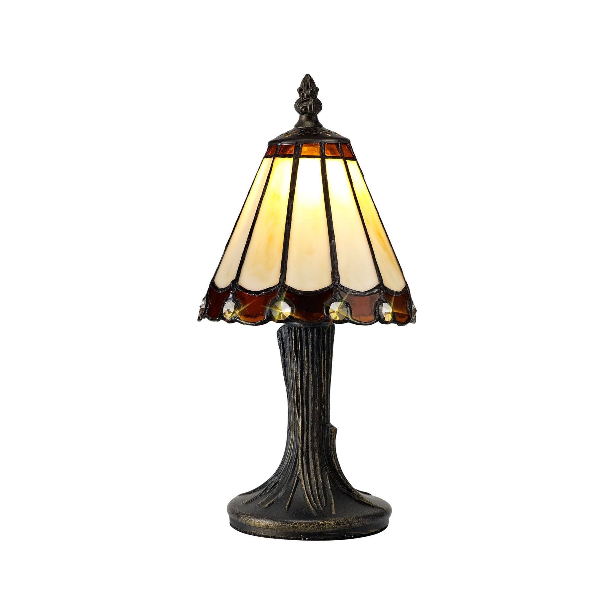 Fabula Amberley Tiffany Table Lamp - Amber & Cream