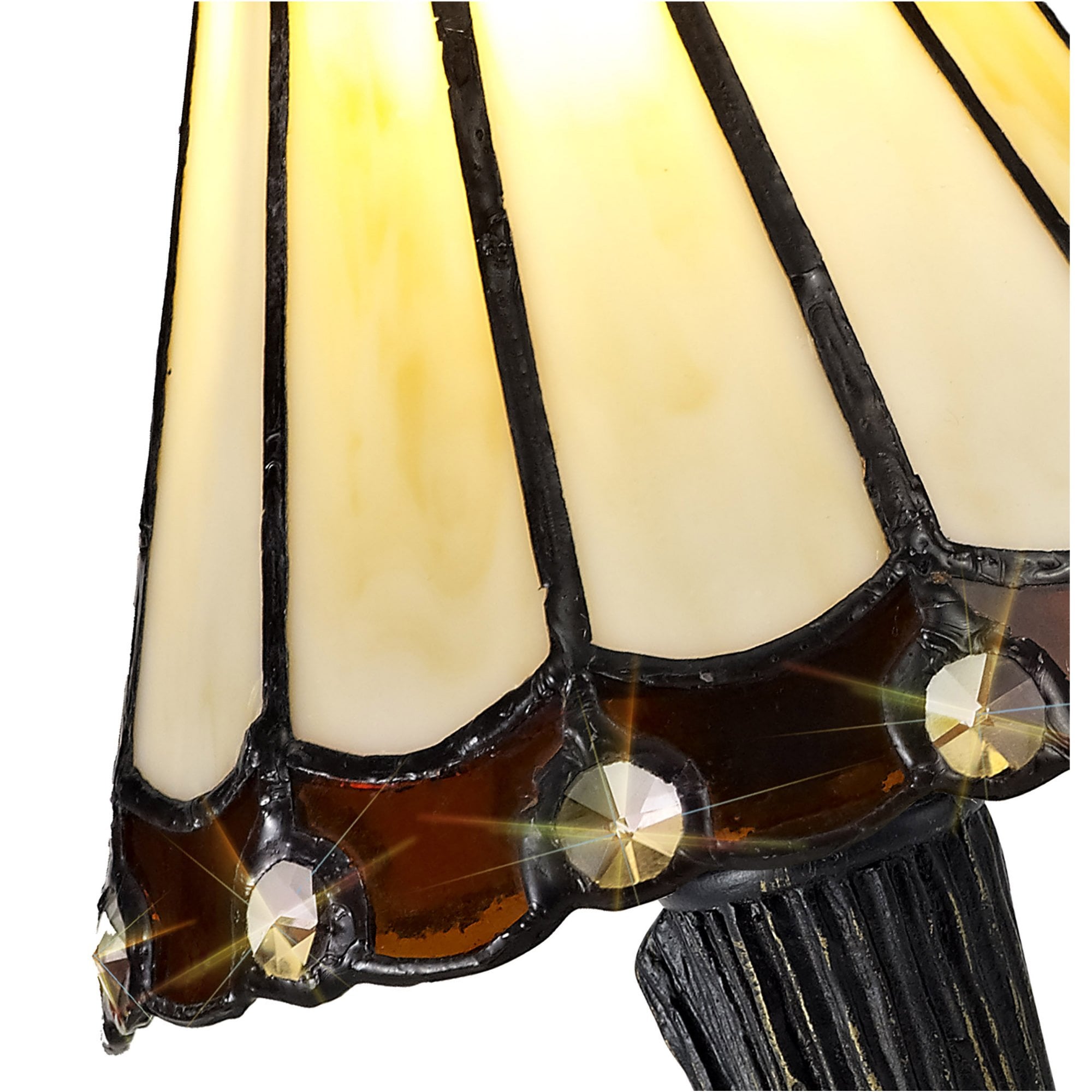 Fabula Amberley Tiffany Table Lamp - Amber & Cream
