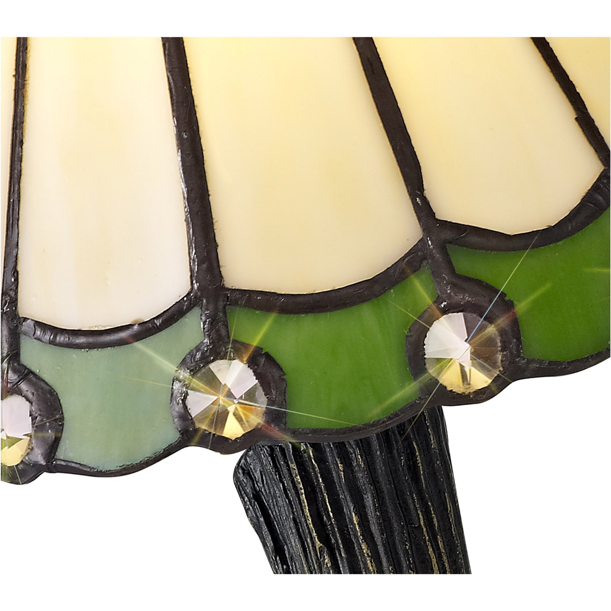 Fabula Amberley Tiffany Table Lamp - Green & Cream