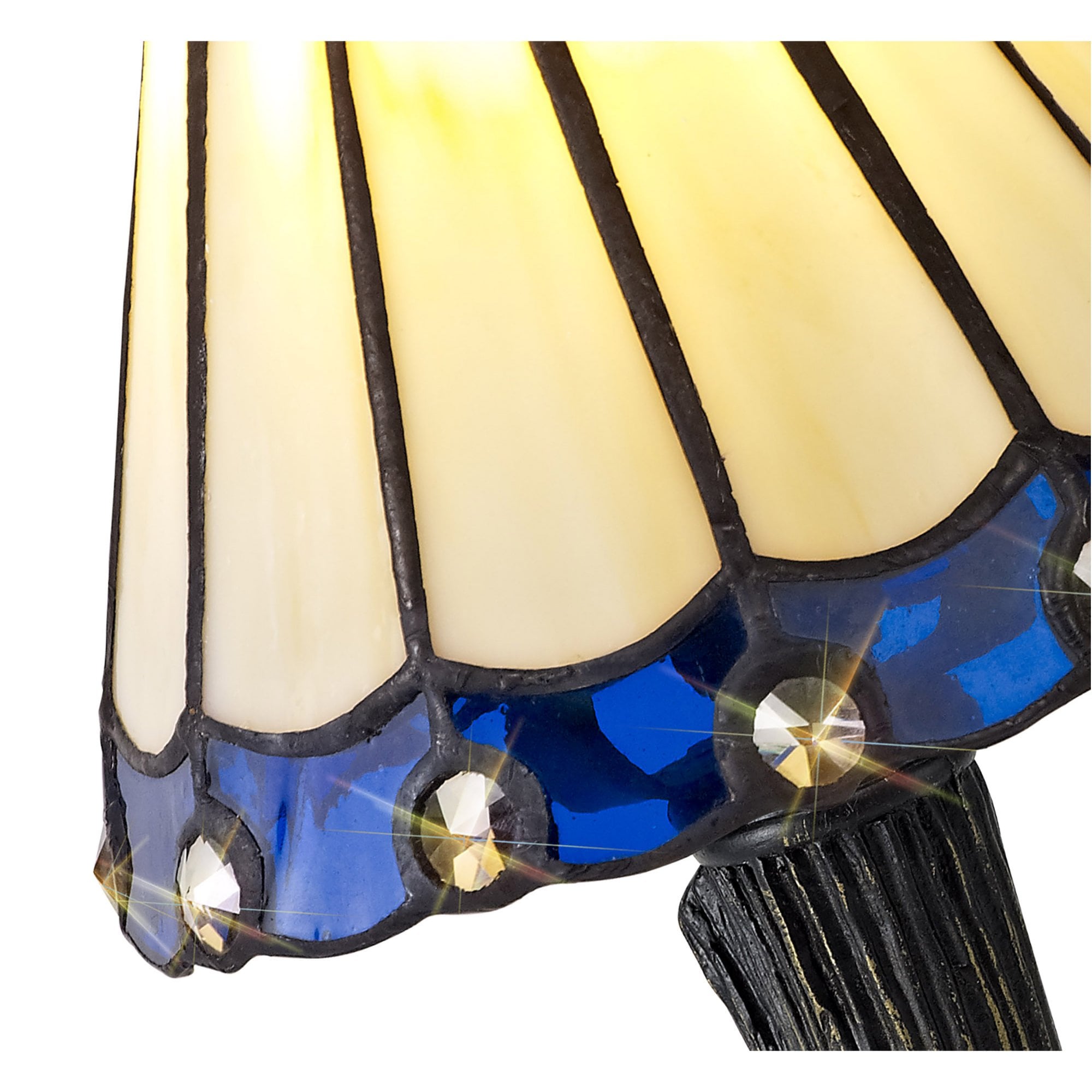 Fabula Amberley Tiffany Table Lamp - Blue & Cream