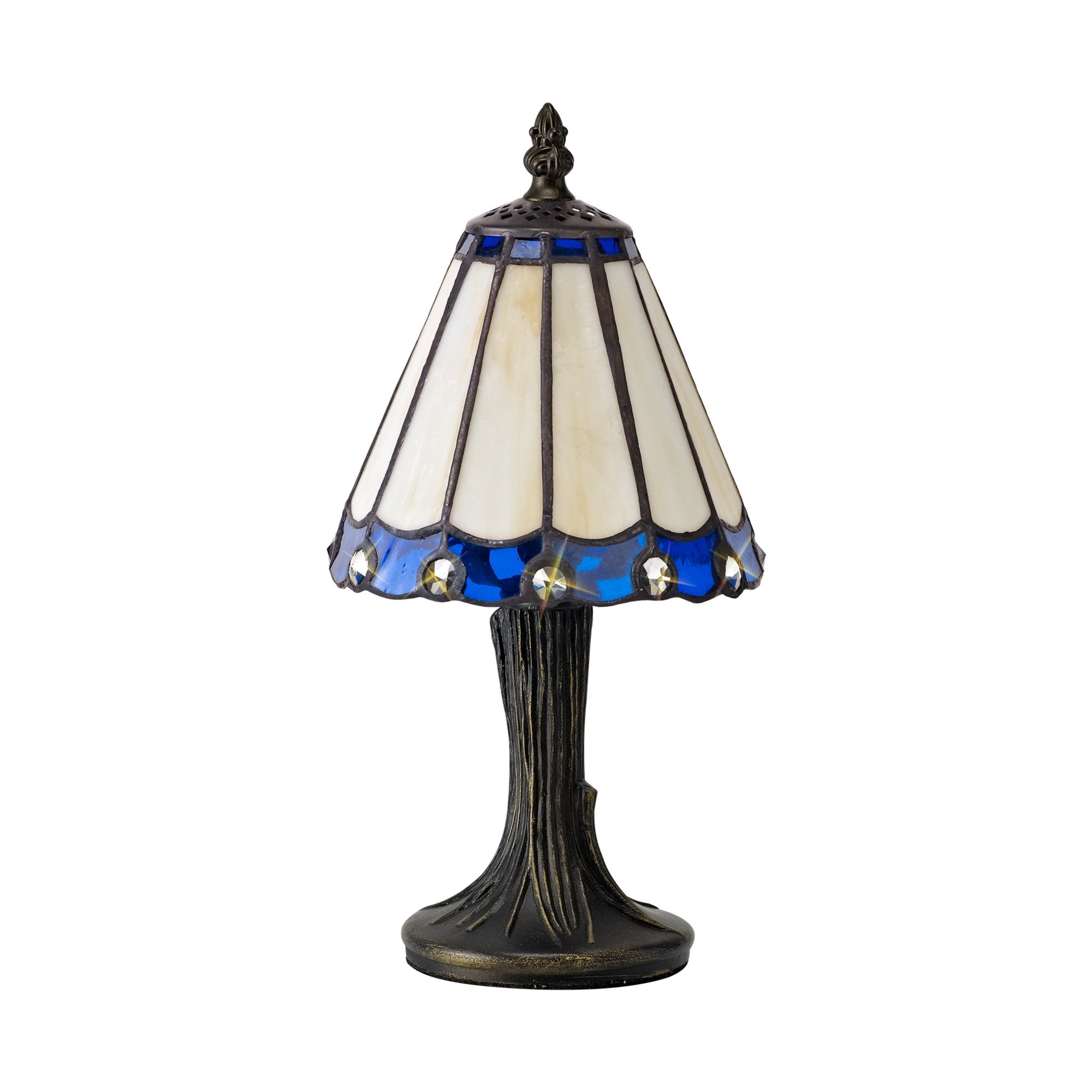 Fabula Amberley Tiffany Table Lamp - Blue & Cream