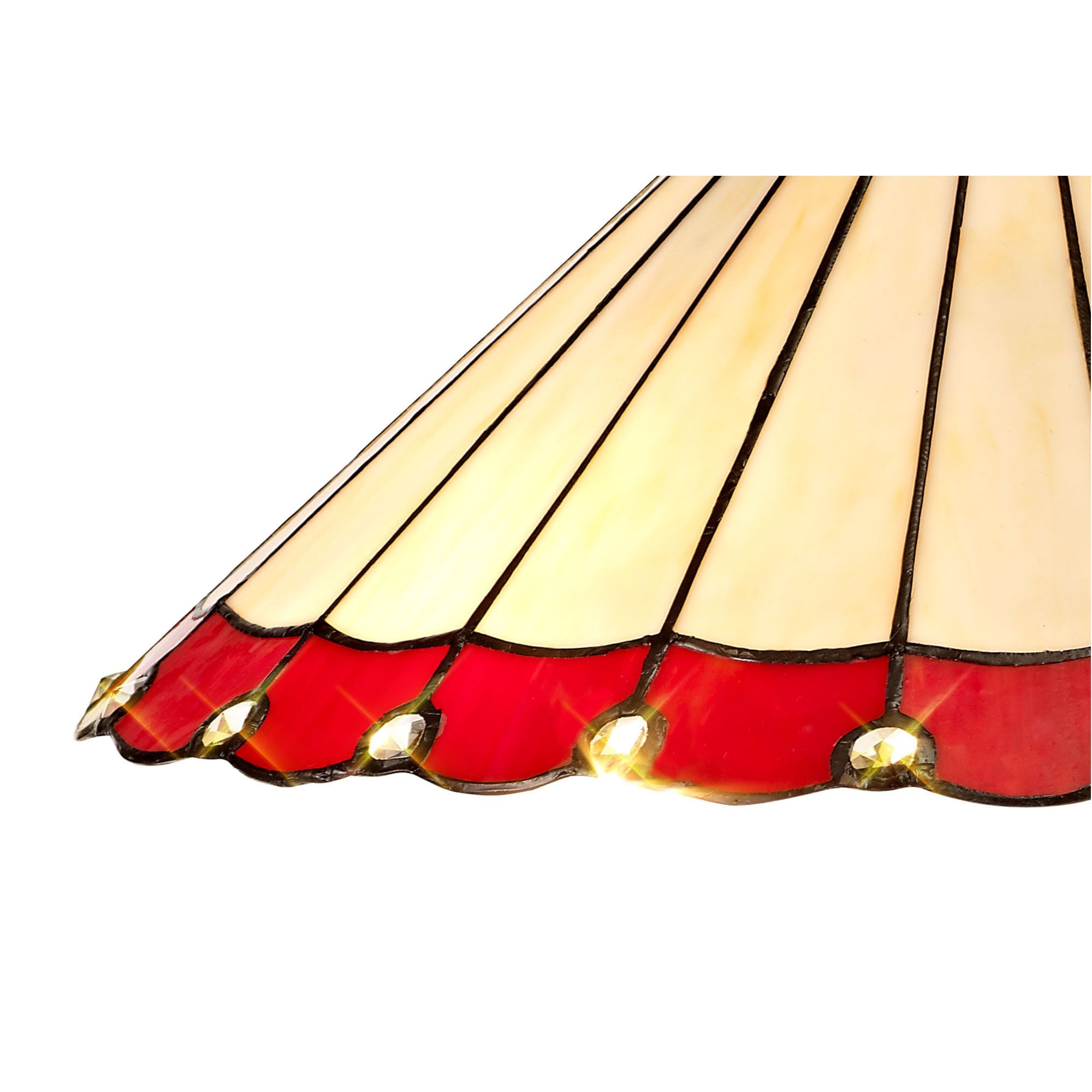 Fabula Amberley 40cm Tiffany Shade - Red & Cream - Shade Only