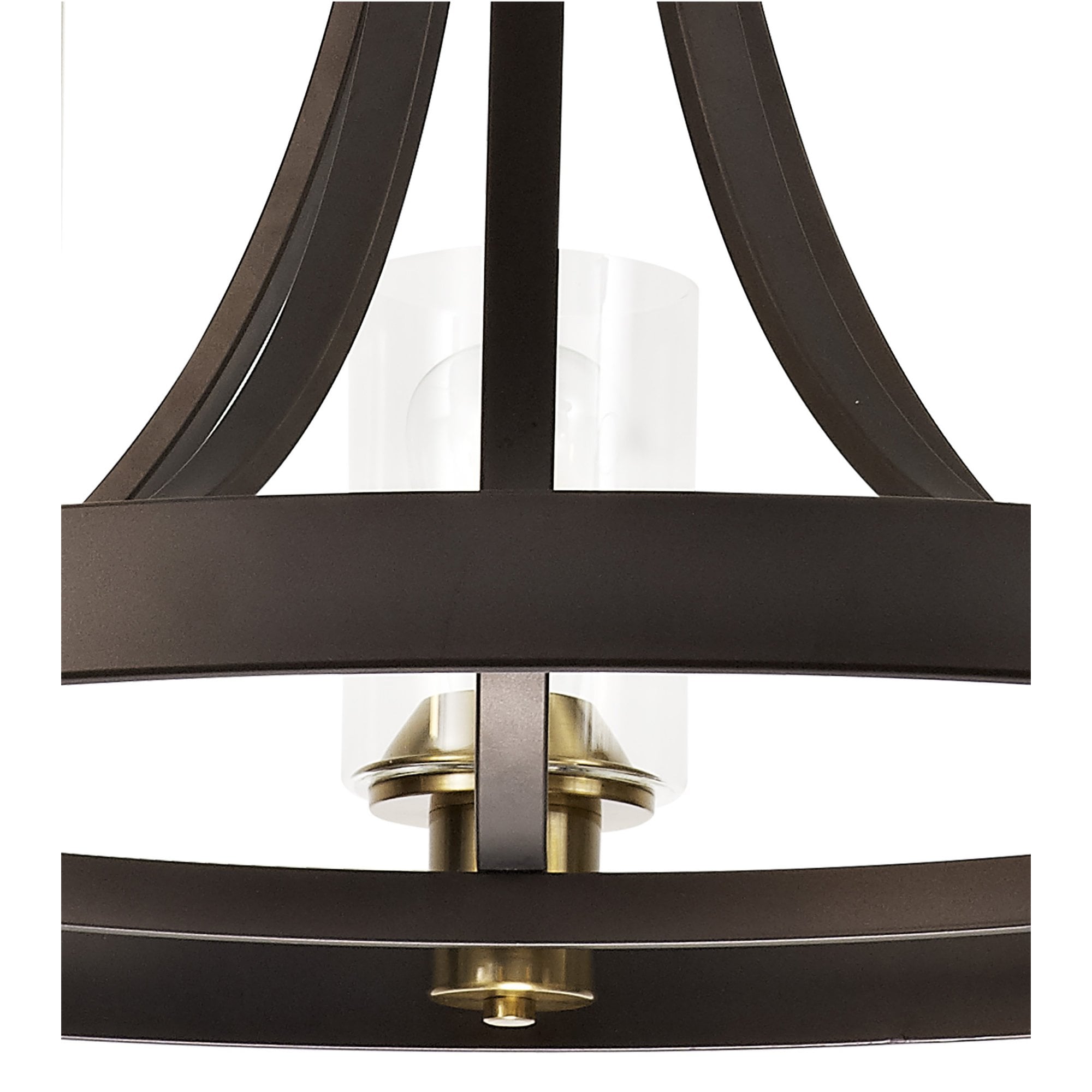 Fabula Greenstead 5 Light Pendant - Brown Oxide, Gold Bronze & Clear Glass