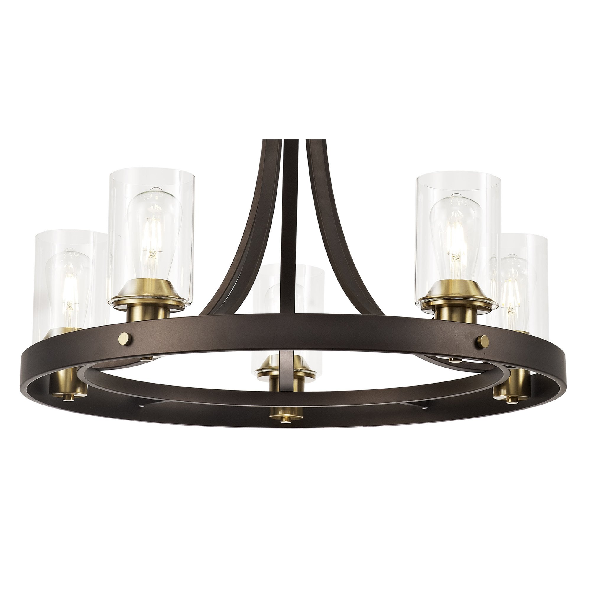 Fabula Greenstead 5 Light Pendant - Brown Oxide, Gold Bronze & Clear Glass