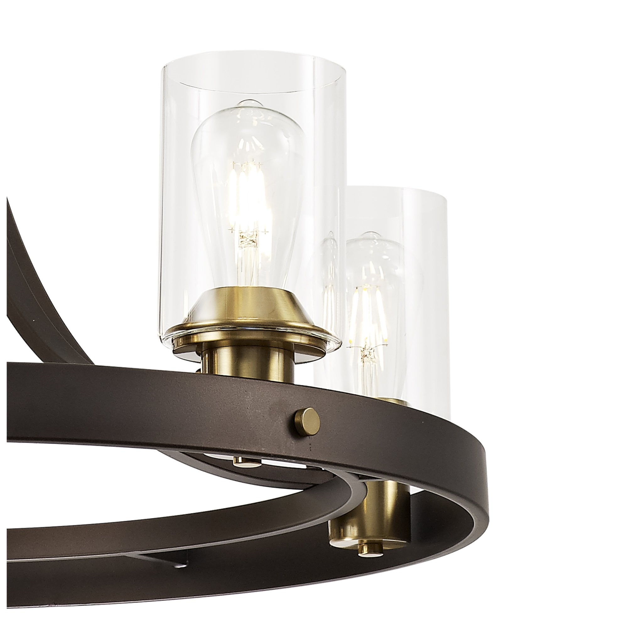 Fabula Greenstead 5 Light Pendant - Brown Oxide, Gold Bronze & Clear Glass