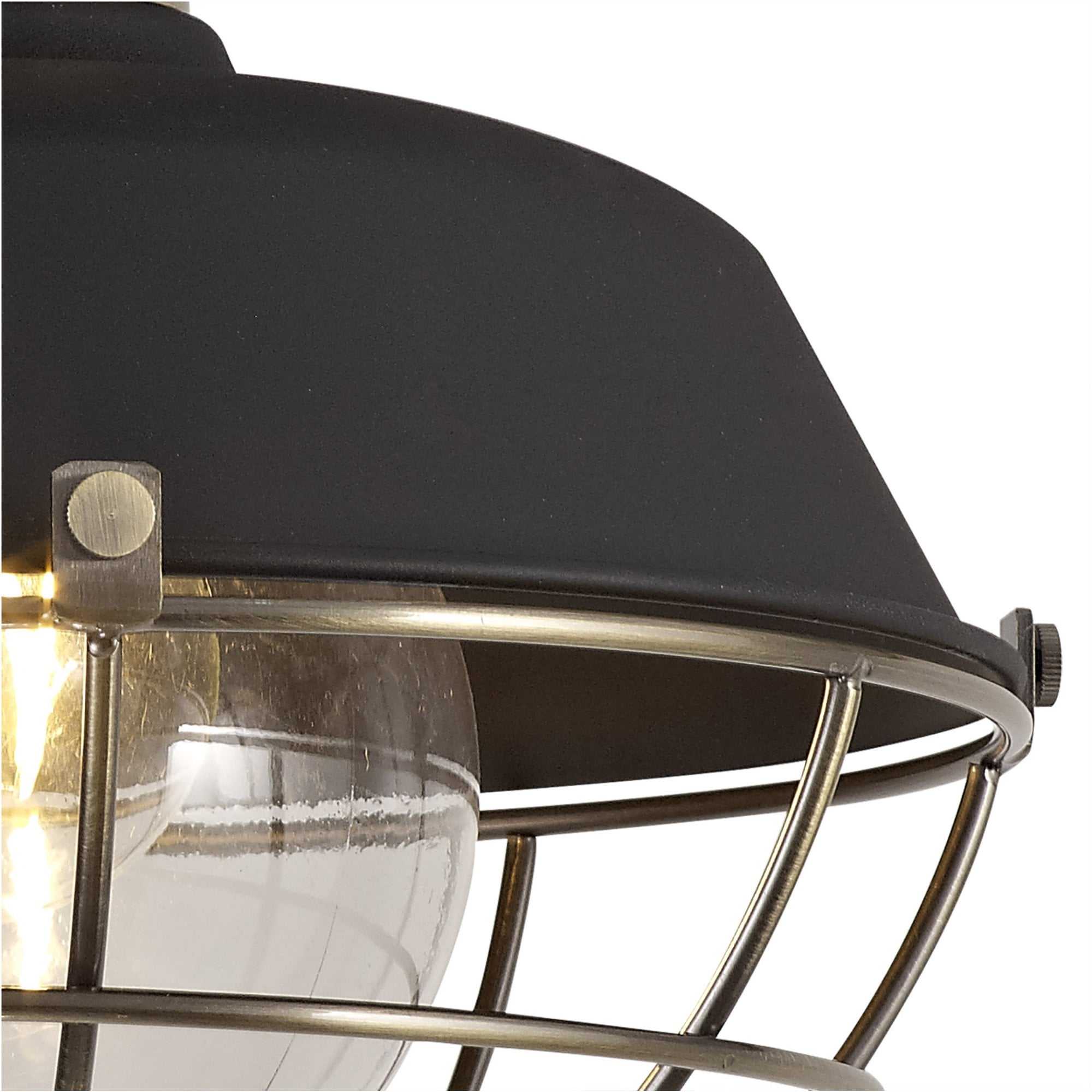 Fabula Catherine Semi-Flush Light - Matt Black & Antique Brass - IP65