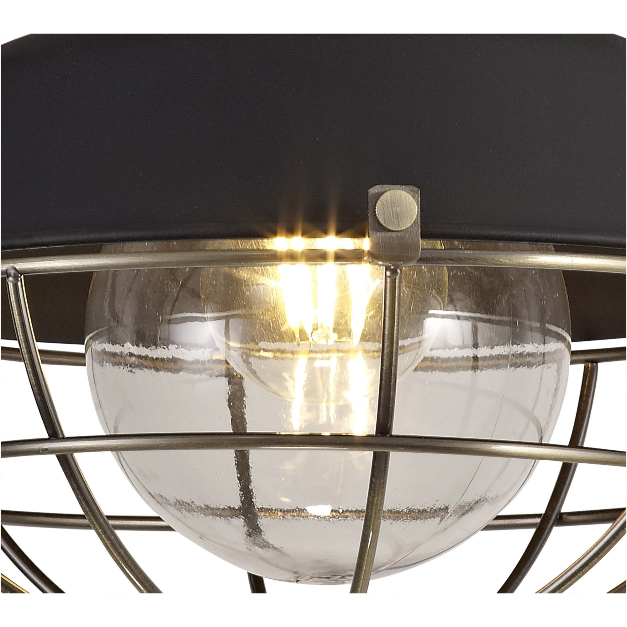 Fabula Catherine Semi-Flush Light - Matt Black & Antique Brass - IP65