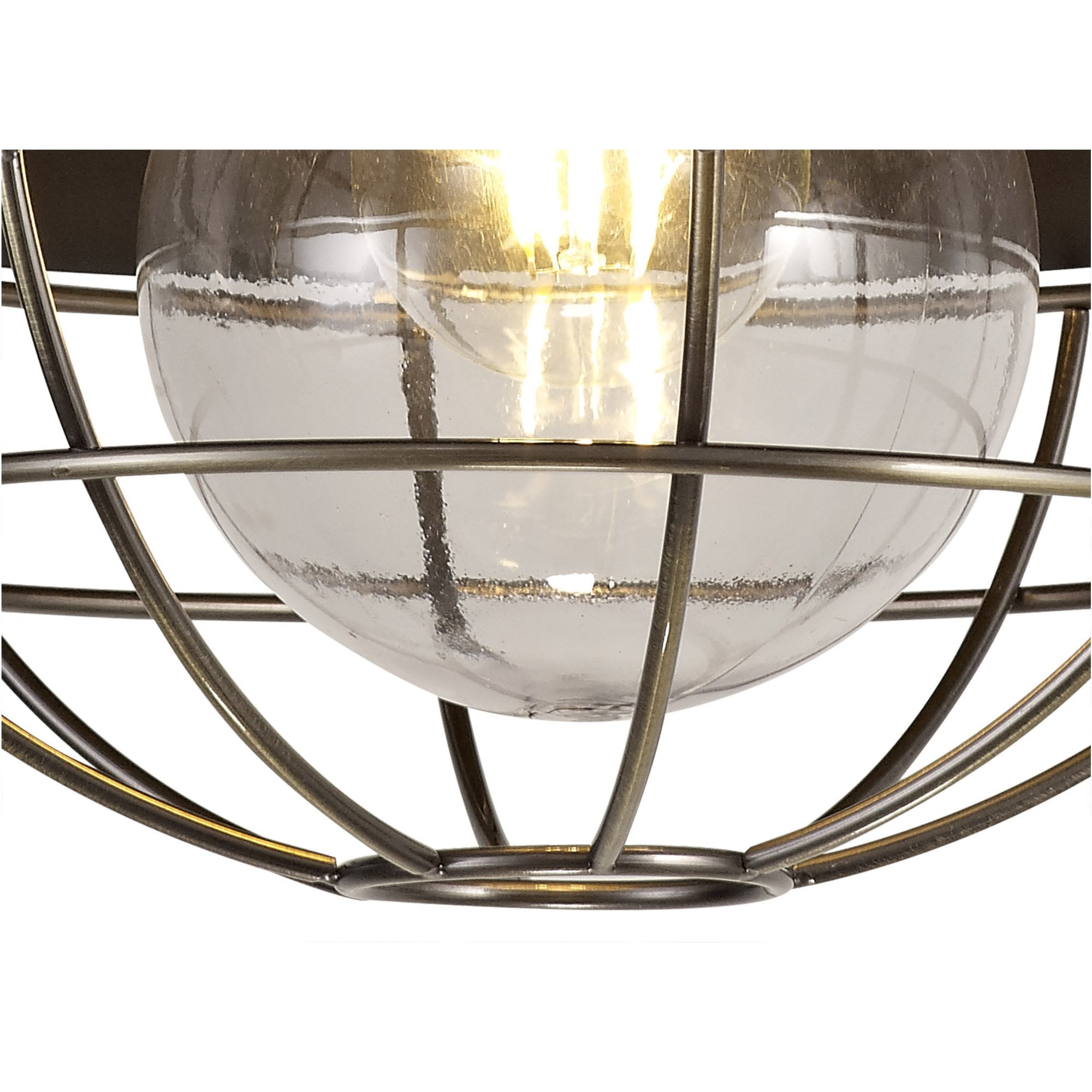 Fabula Catherine Semi-Flush Light - Matt Black & Antique Brass - IP65