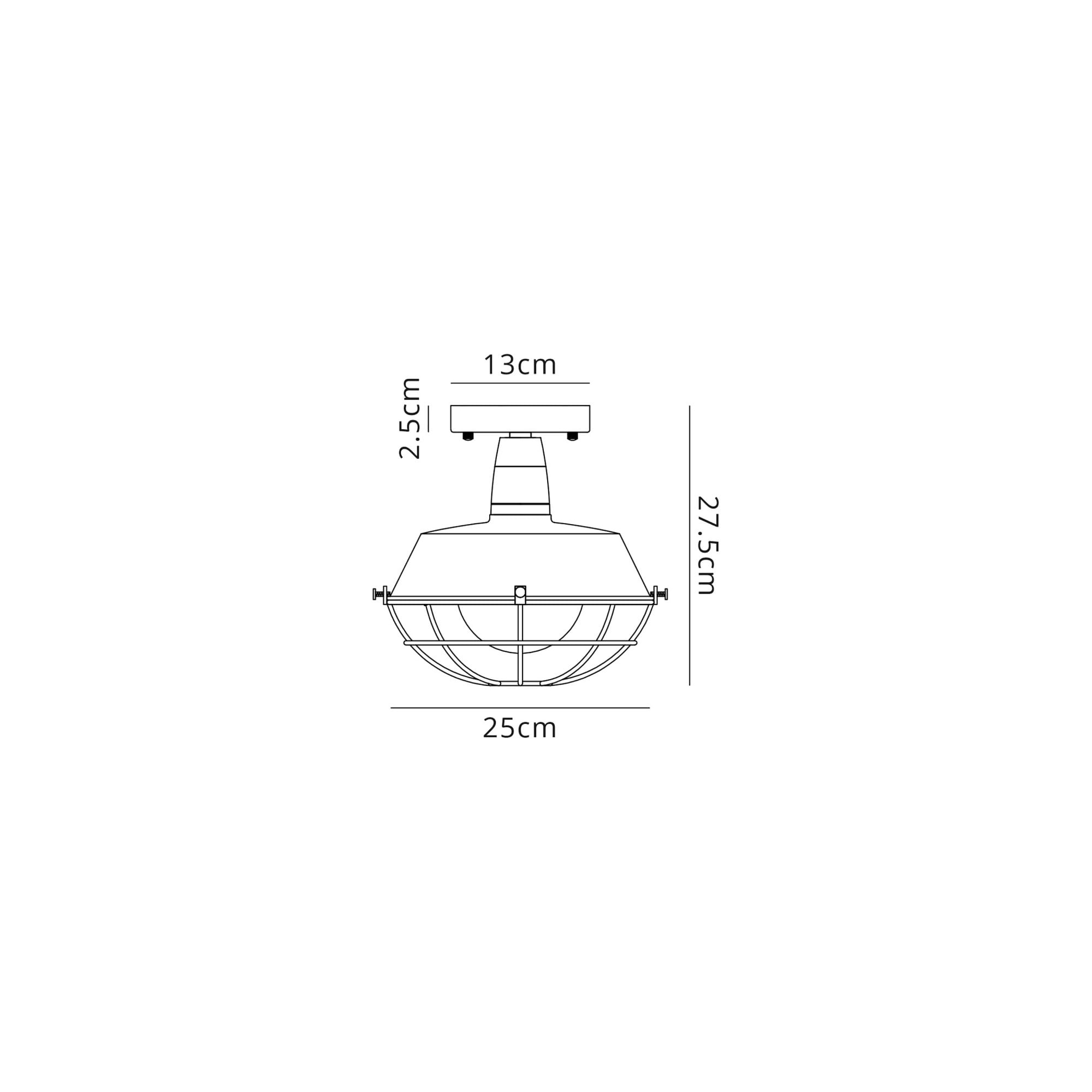 Fabula Catherine Semi-Flush Light - Matt Black & Antique Brass - IP65