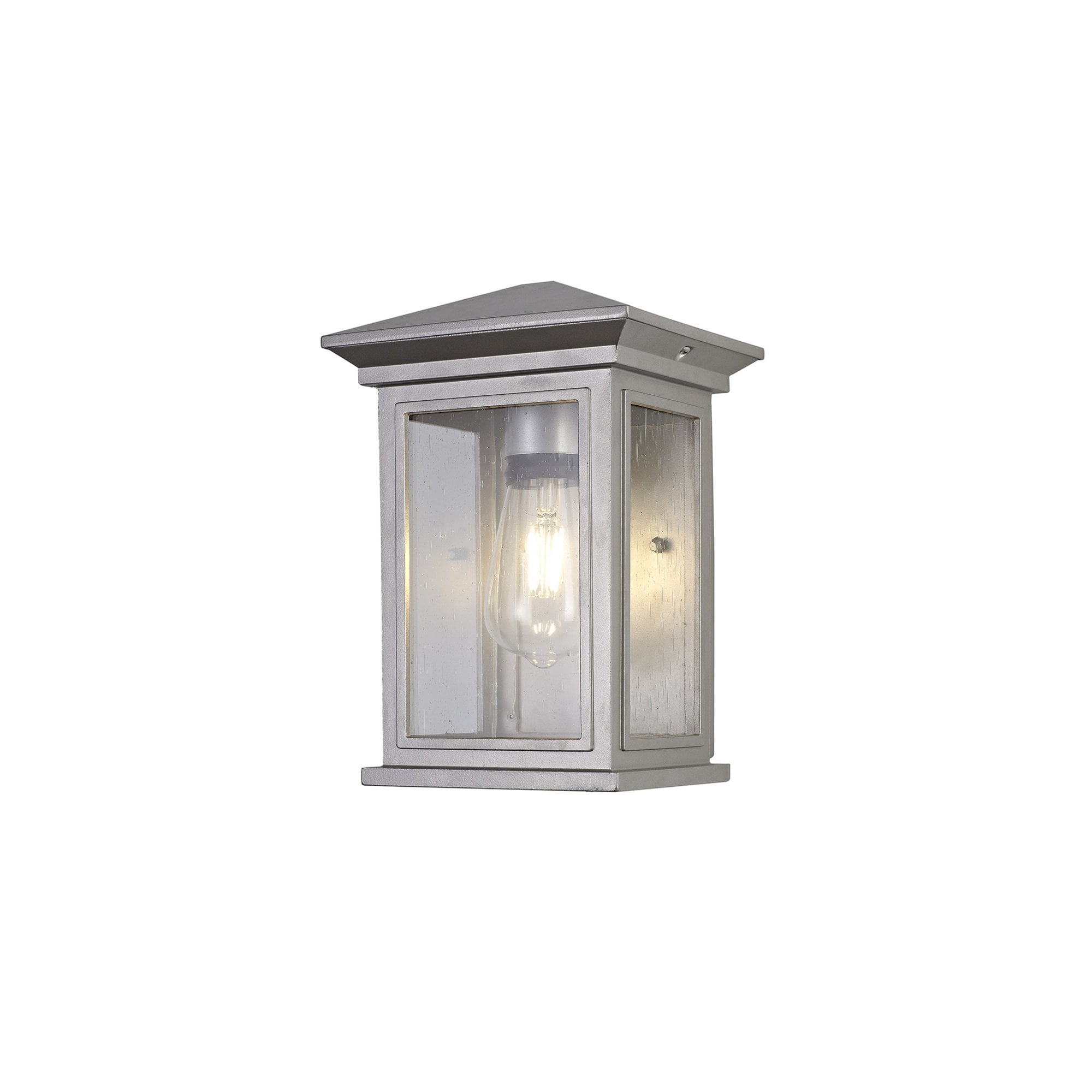 Fabula Campions Flush Wall Lamp - Silver Grey & Clear Seeded Glass - IP54