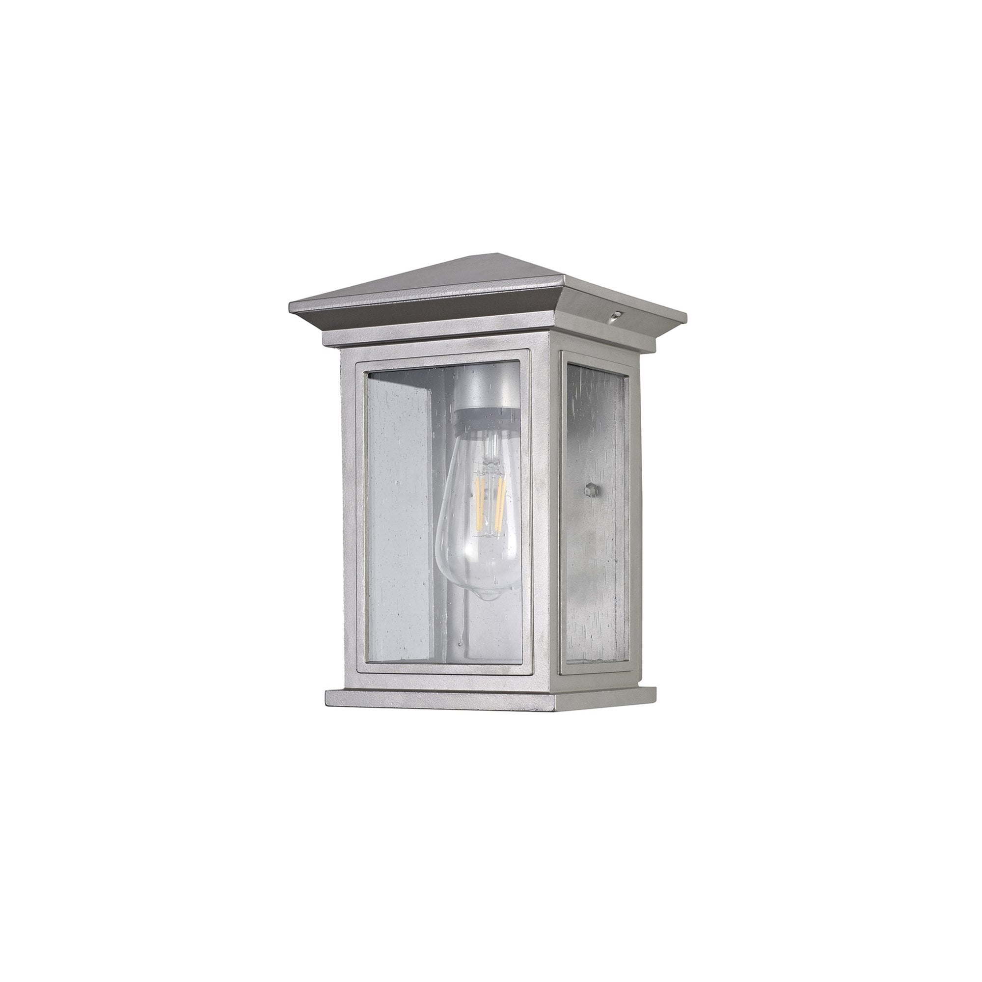 Fabula Campions Flush Wall Lamp - Silver Grey & Clear Seeded Glass - IP54