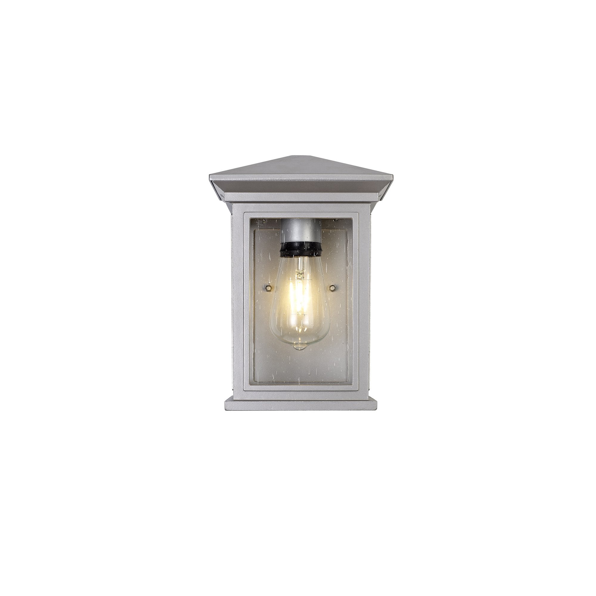 Fabula Campions Flush Wall Lamp - Silver Grey & Clear Seeded Glass - IP54