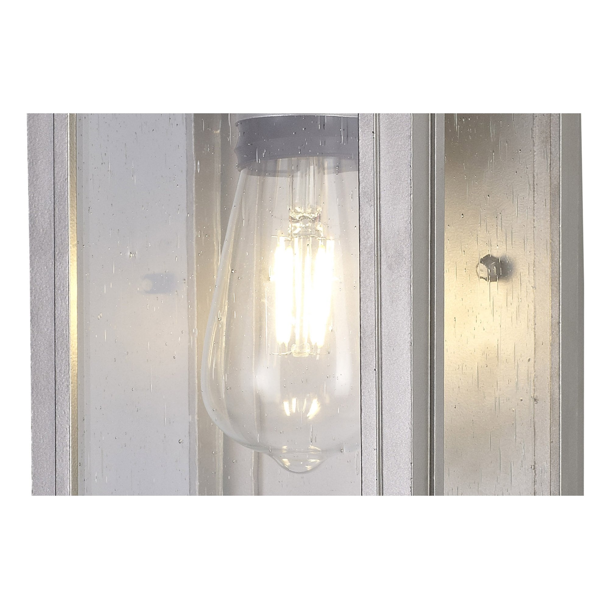 Fabula Campions Flush Wall Lamp - Silver Grey & Clear Seeded Glass - IP54