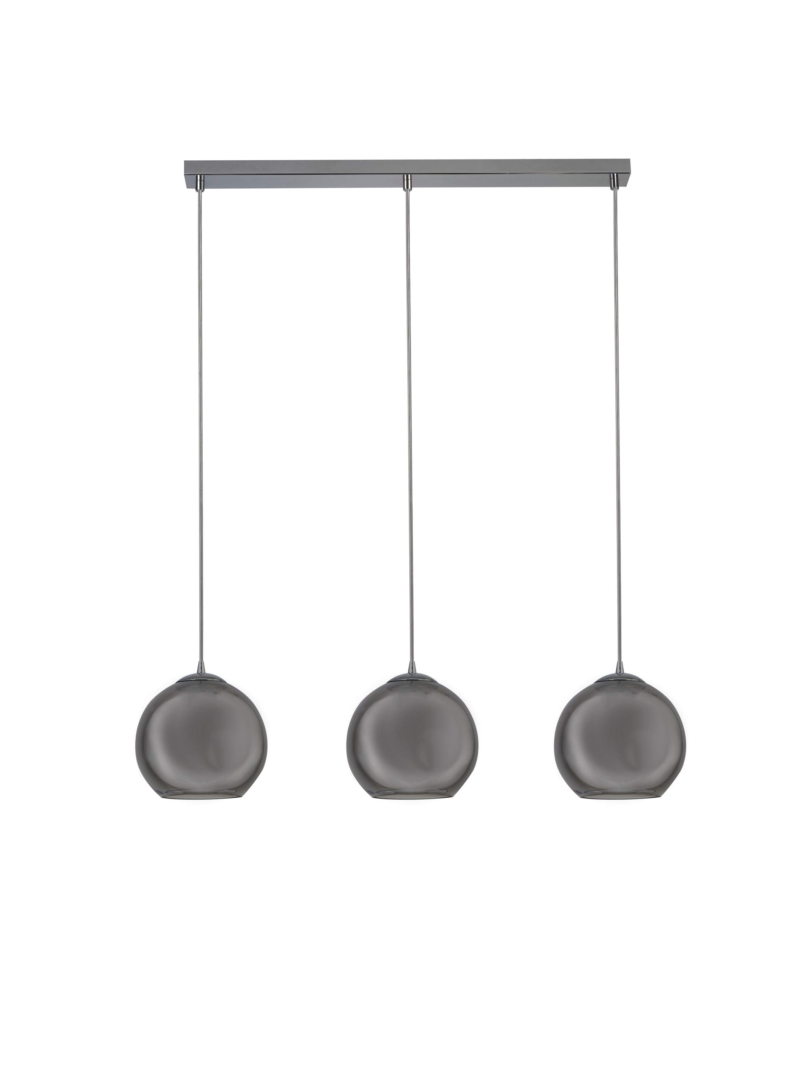 Searchlight Pendant 3 Light Bar, Chrome With Smoke Glass