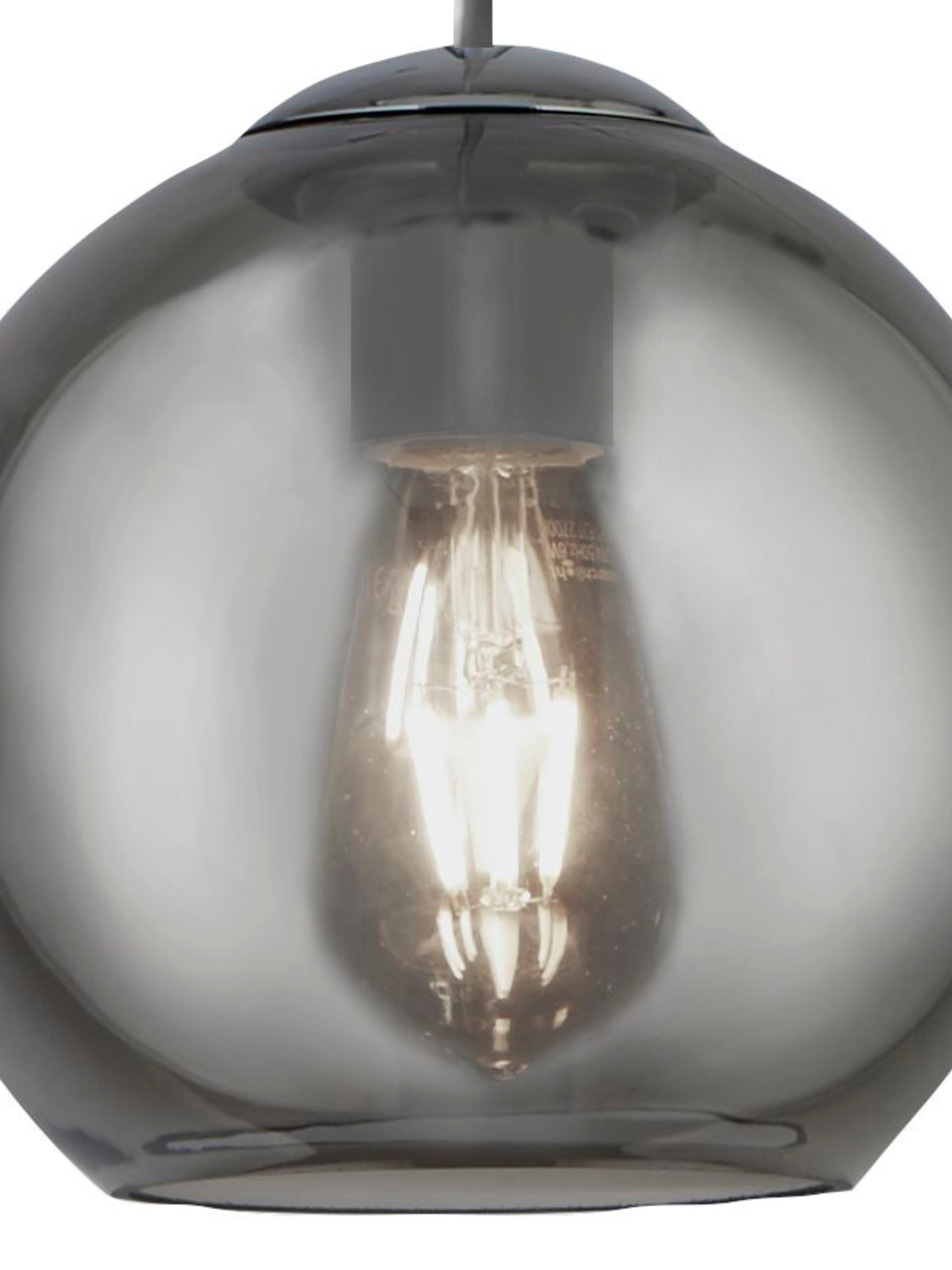 Searchlight Pendant 3 Light Bar, Chrome With Smoke Glass