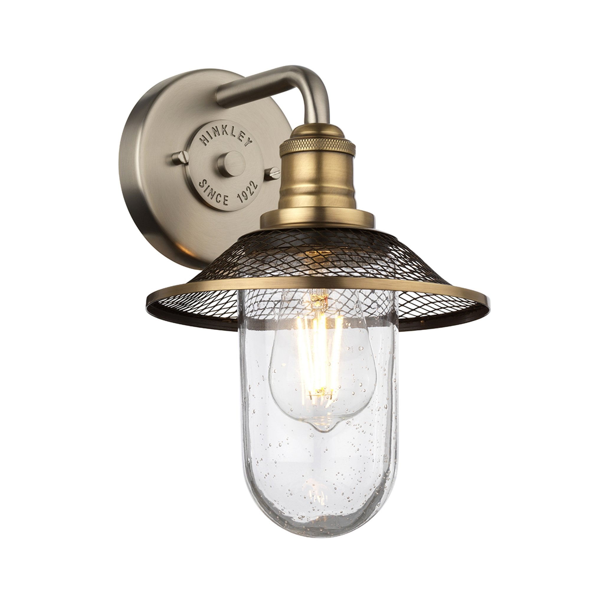 Quintiesse Rigby Single Bathroom Wall Light - Antique Nickel & Heritage Brass