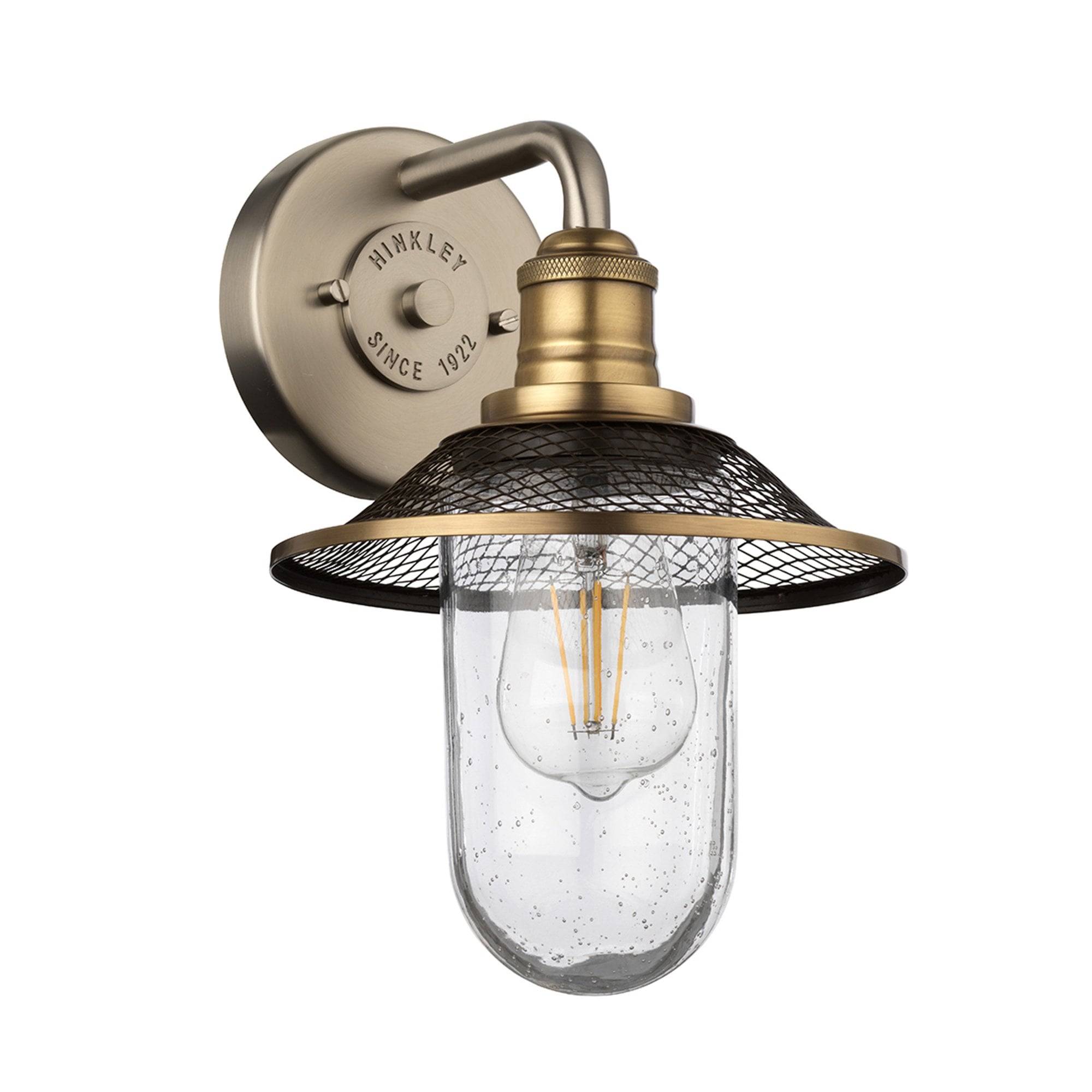 Quintiesse Rigby Single Bathroom Wall Light - Antique Nickel & Heritage Brass