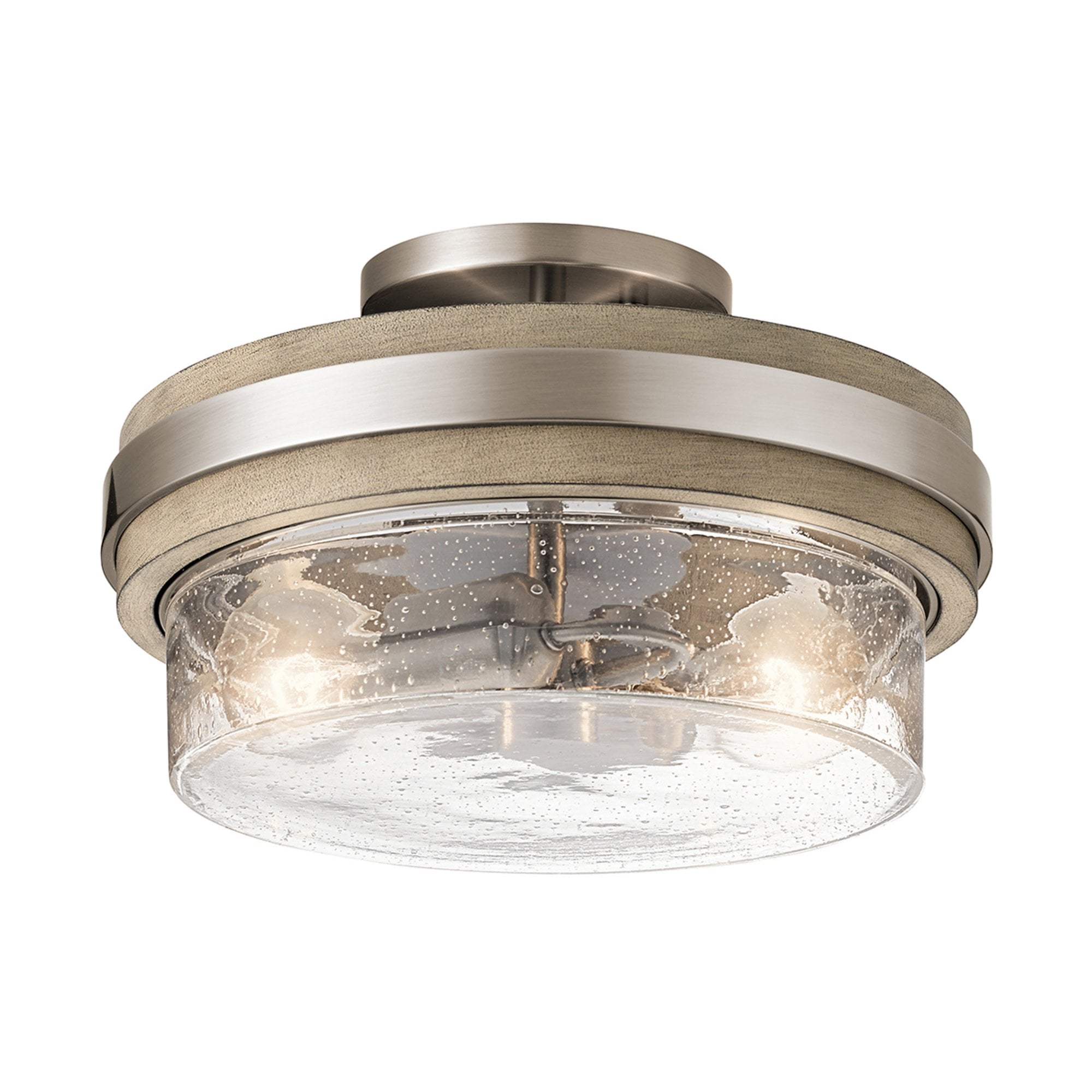 Kichler Grand Bank 2 Light Semi-Flush Fitting - Distressed Antique Grey