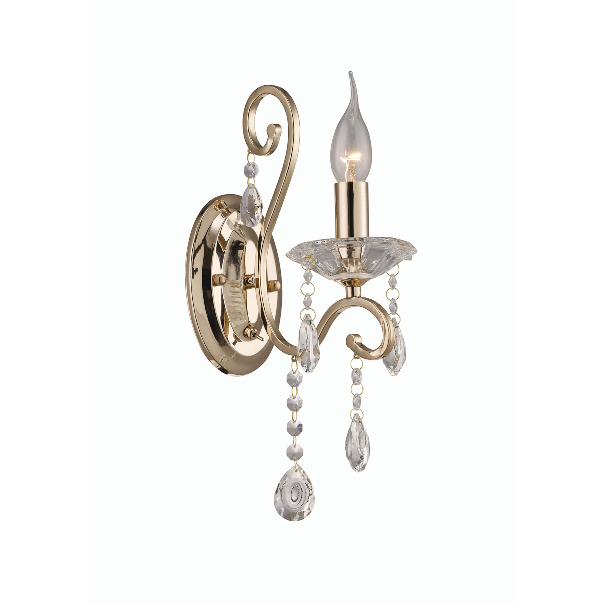 Diyas IL32061 Vela Wall Light Switched 1 Light French Gold/Crystal