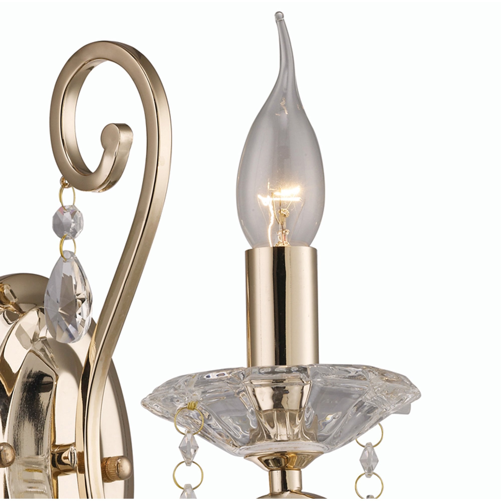 Diyas IL32061 Vela Wall Light Switched 1 Light French Gold/Crystal
