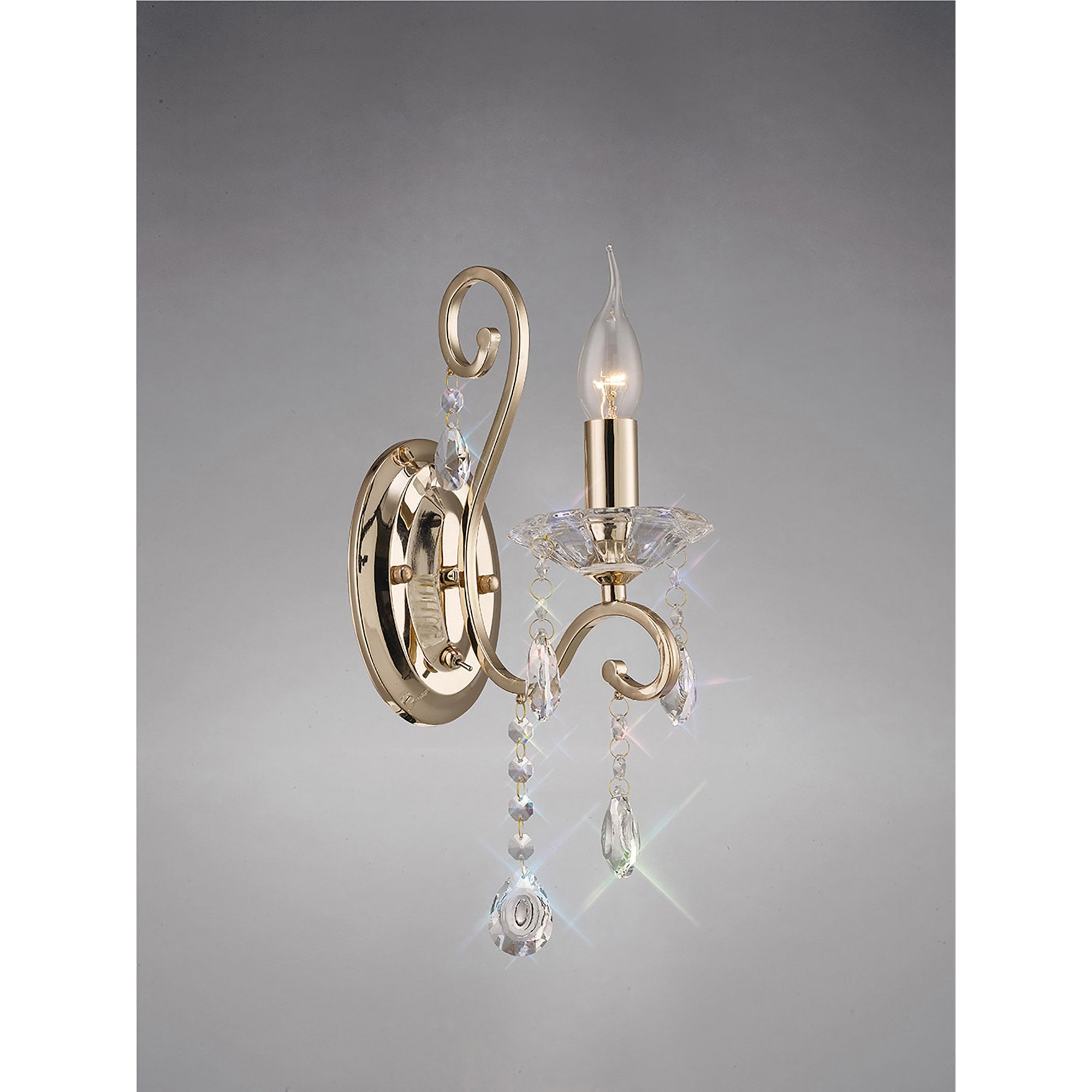 Diyas IL32061 Vela Wall Light Switched 1 Light French Gold/Crystal