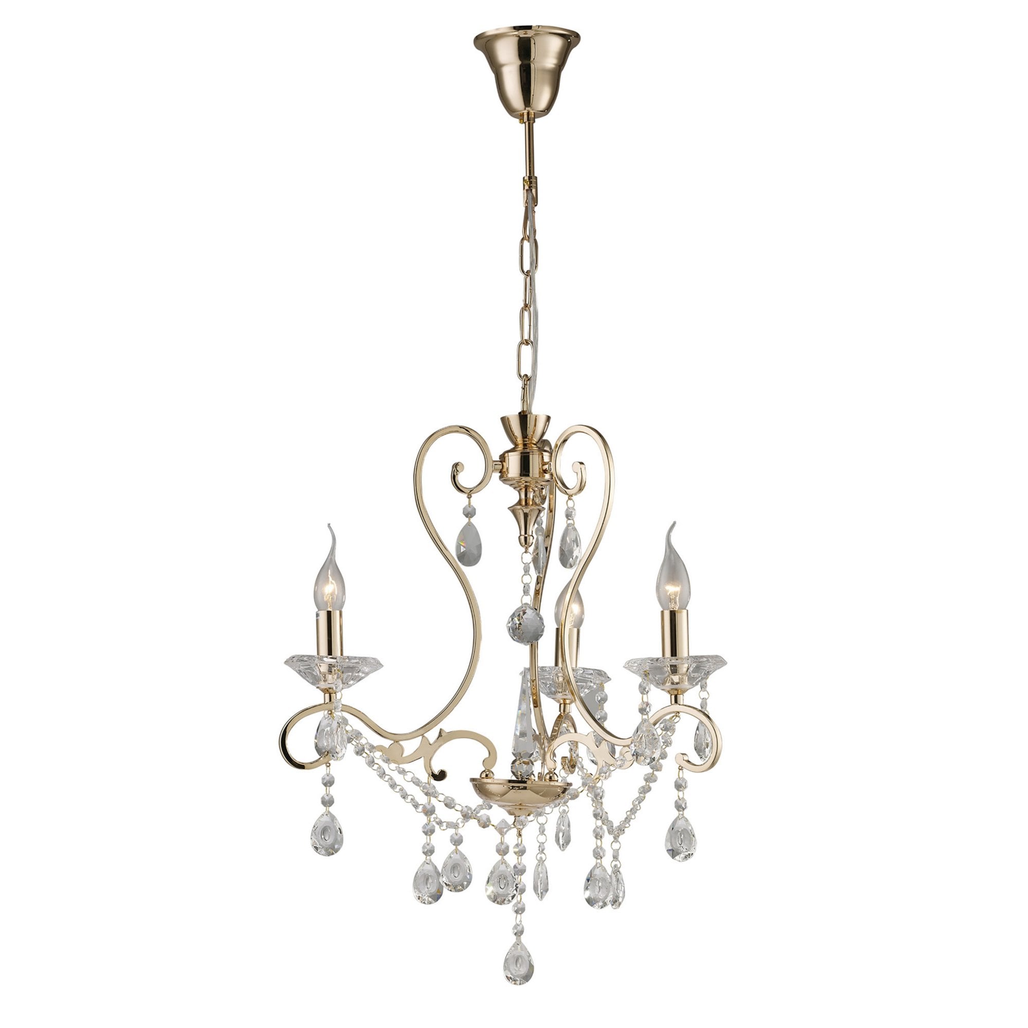 Diyas IL32063 Vela Pendant 3 Light French Gold/Crystal