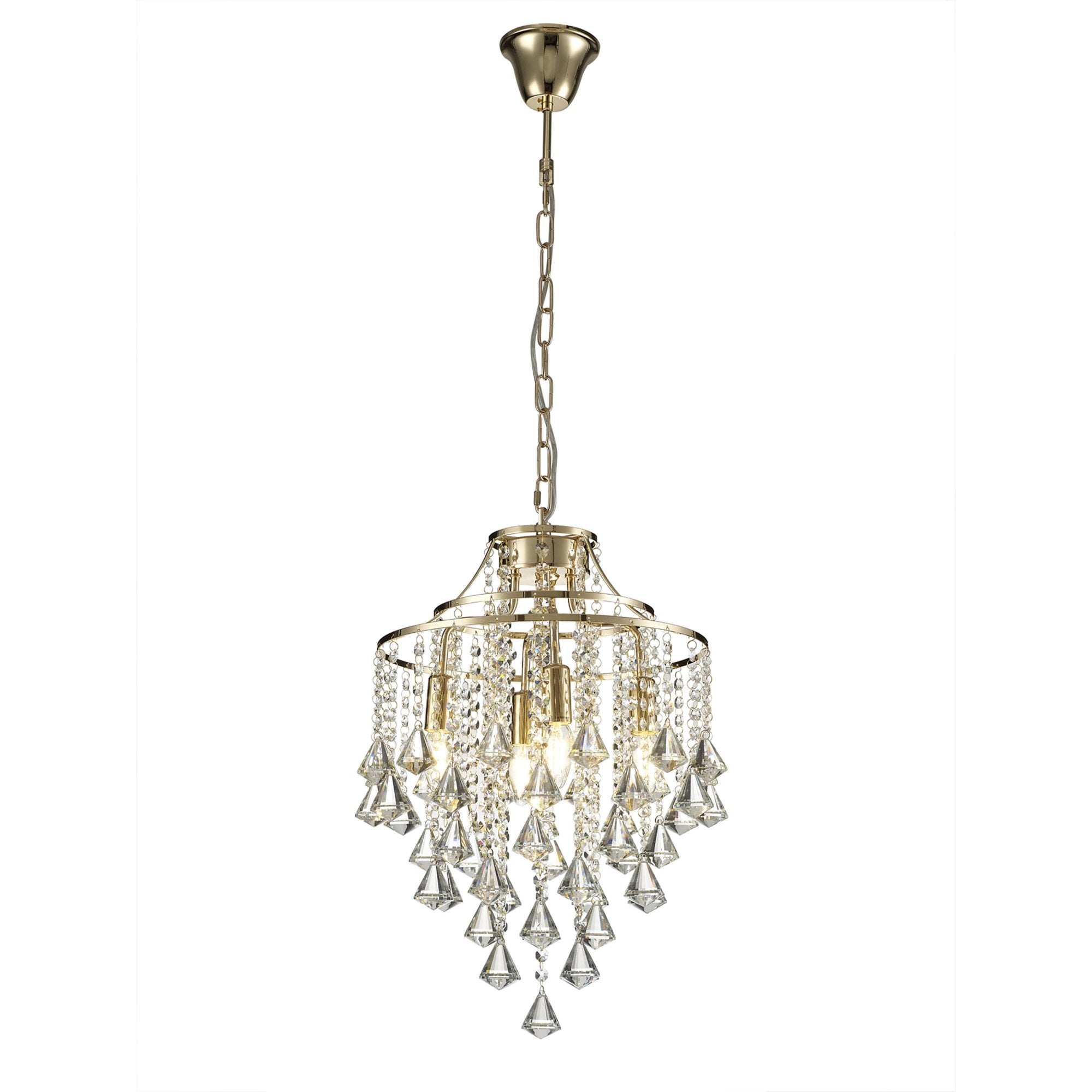 Diyas IL32771 Inina Pendant 4 Light E14 French Gold/Crystal