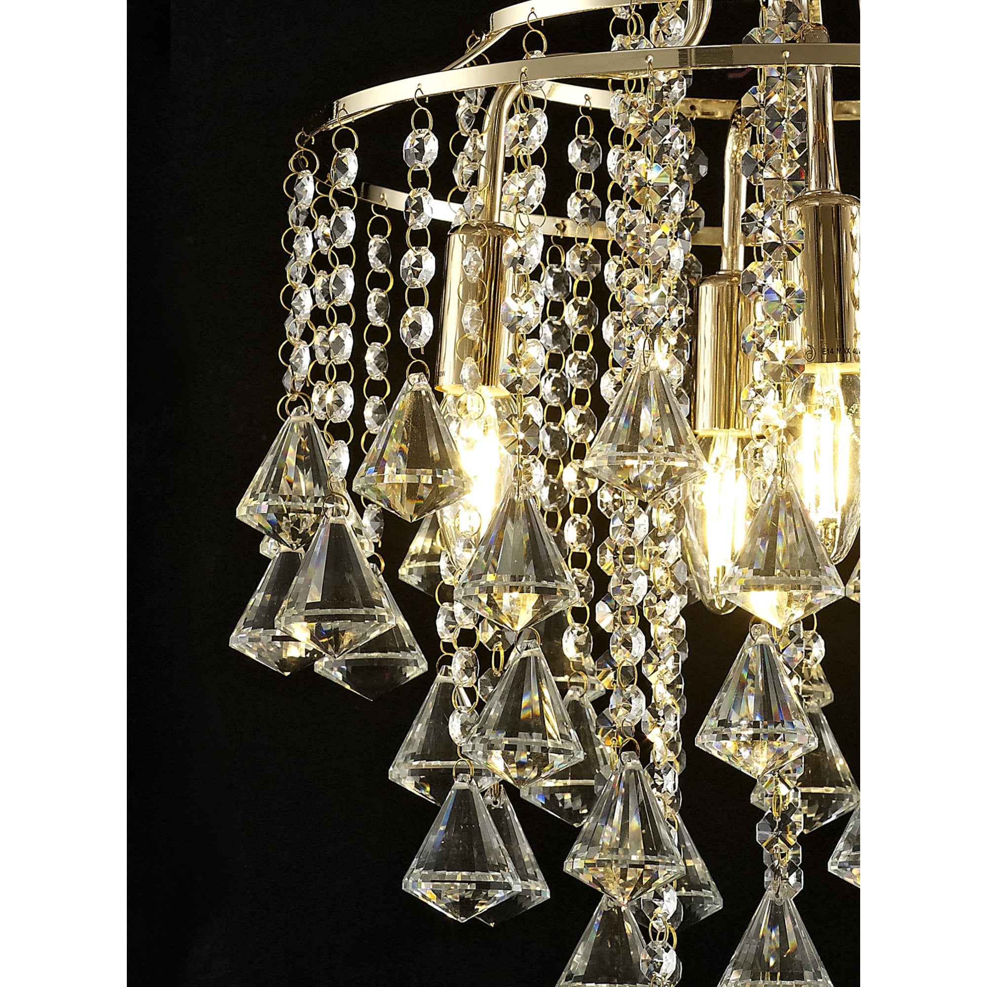 Diyas IL32771 Inina Pendant 4 Light E14 French Gold/Crystal