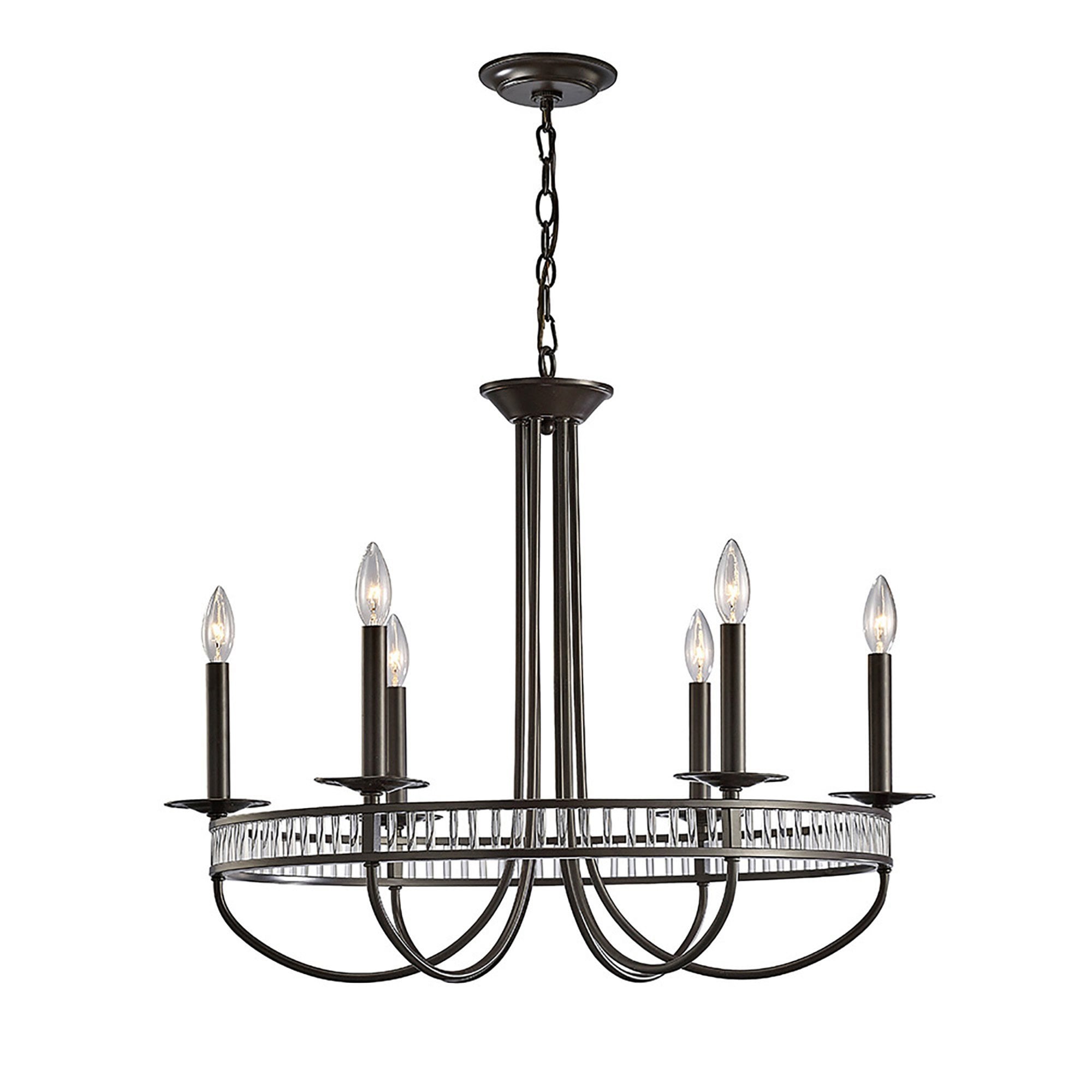 Diyas IL31706 Saskia Round Pendant 6 Light E14 Aged Bronze/Crystal
