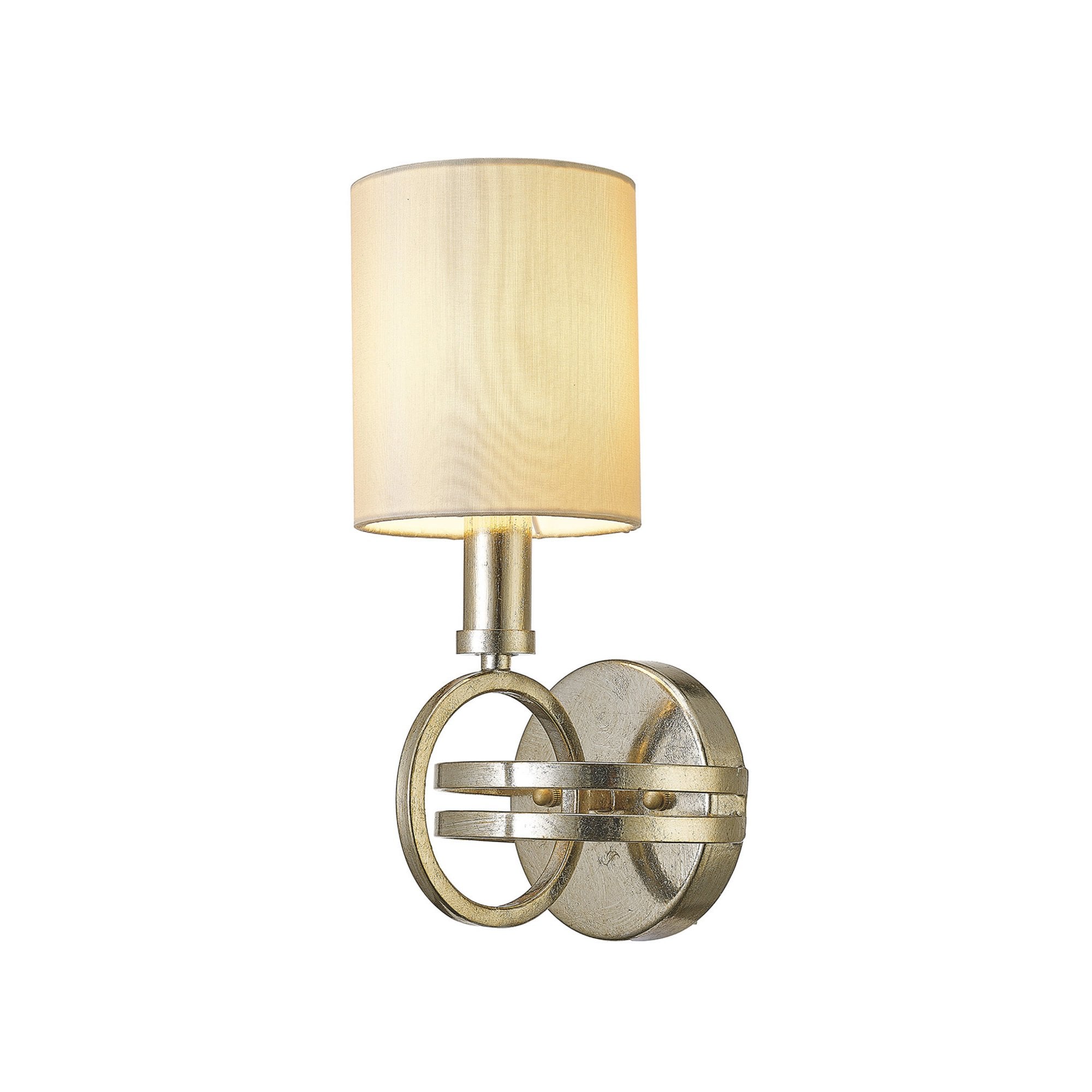 Diyas IL31700 Isabella Wall Light With Beige Shade 1 Light Antique Silver