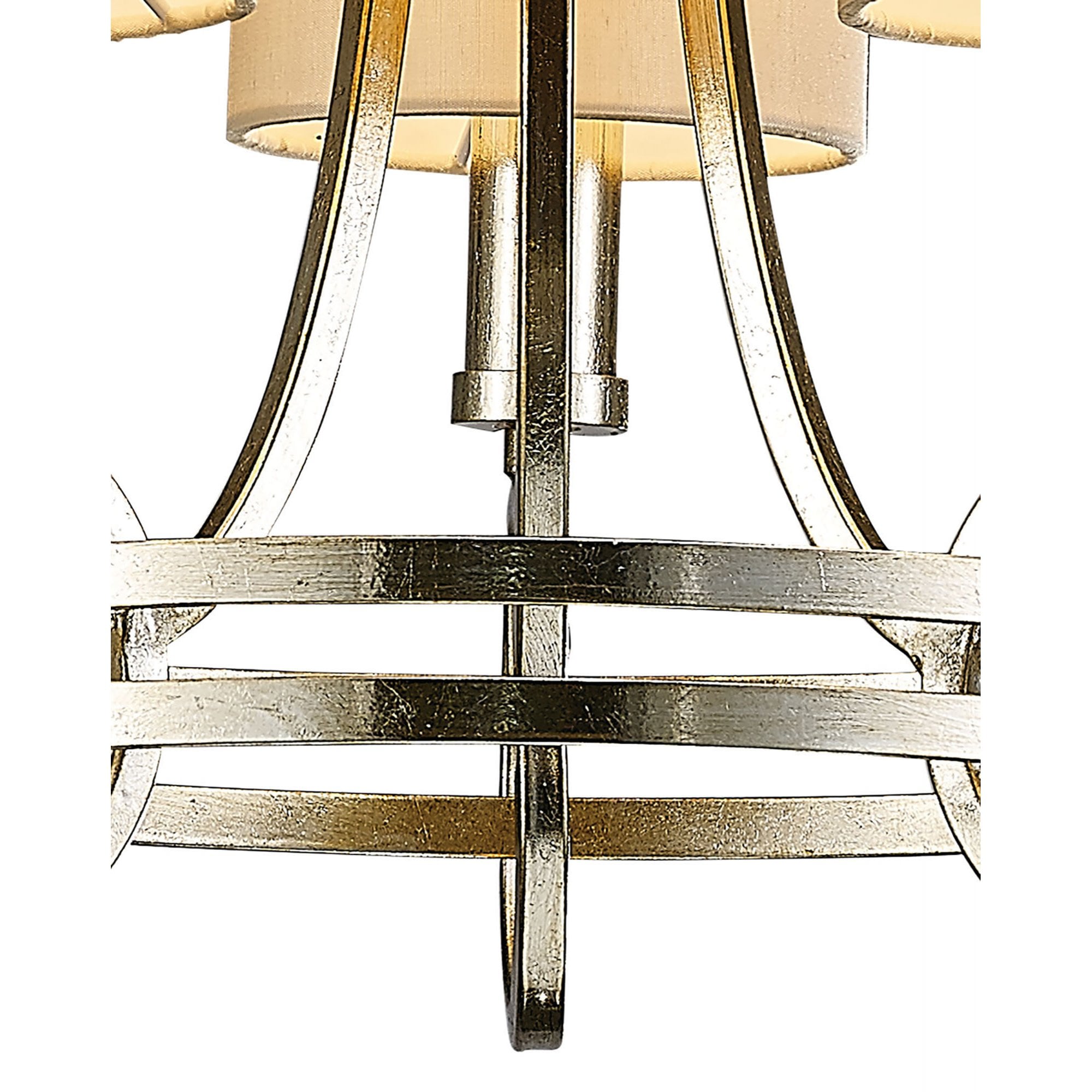 Diyas IL31701 Isabella Pendant With Beige Shade 3 Light E14 Antique Silver/Teak Plated