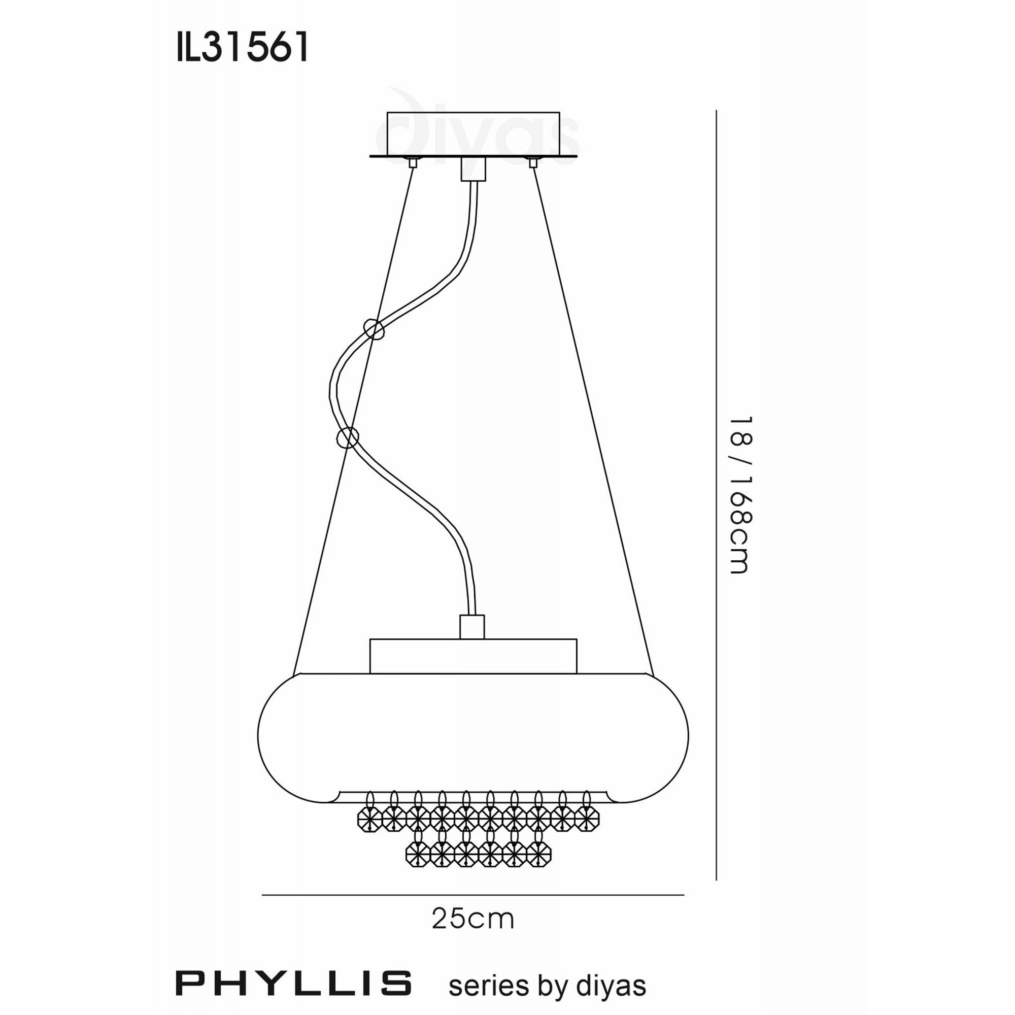 Diyas IL31561 Phyllis Small Pendant 2 Light G9 Polished Chrome/Crystal