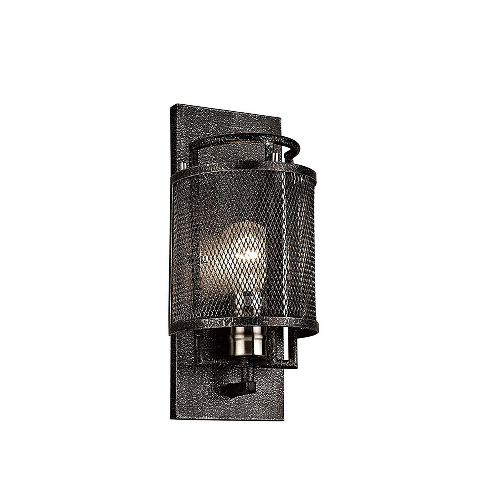 Diyas IL31690 Parker Wall Light 1 Light E27  Weathered Zinc/Brushed Nickel