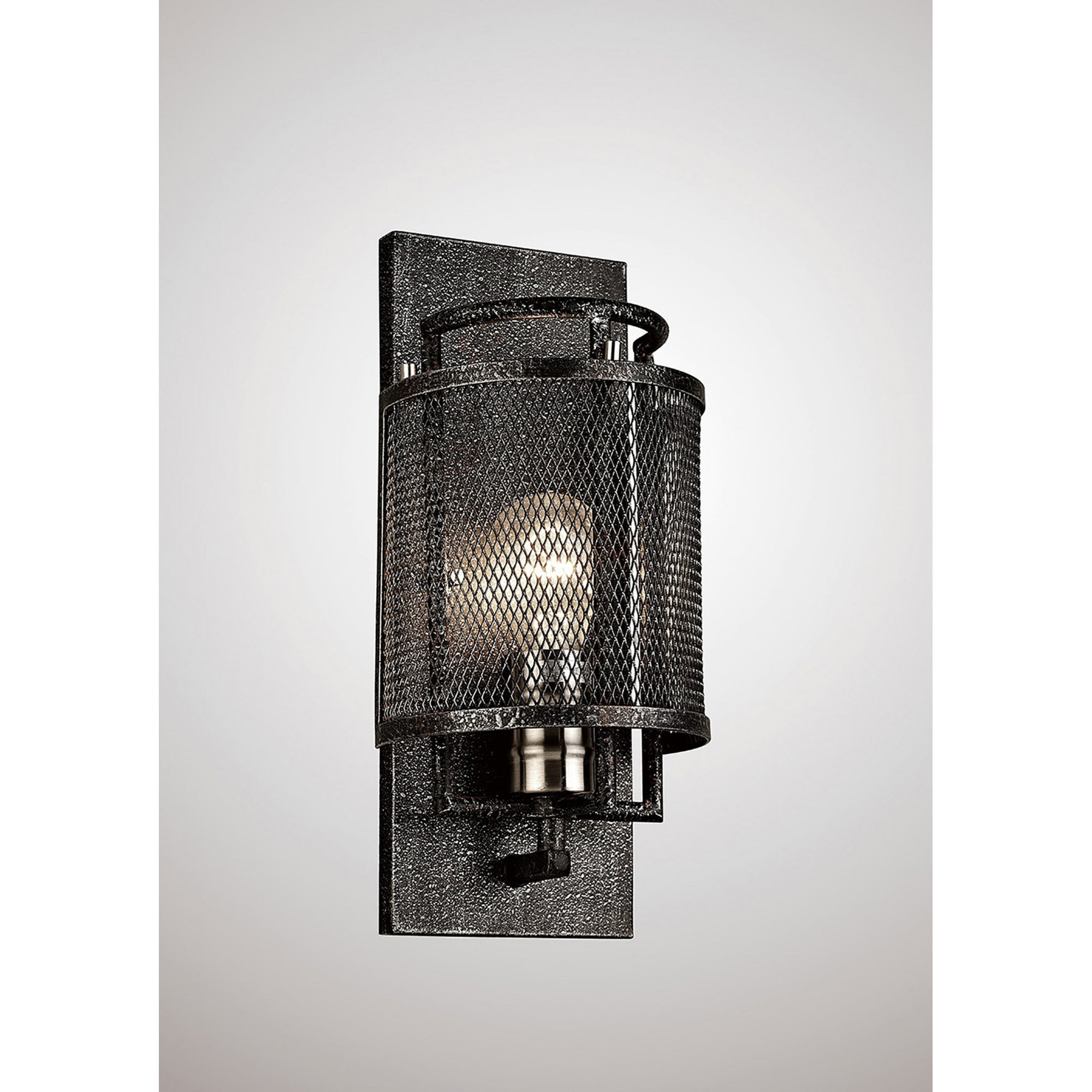 Diyas IL31690 Parker Wall Light 1 Light E27  Weathered Zinc/Brushed Nickel