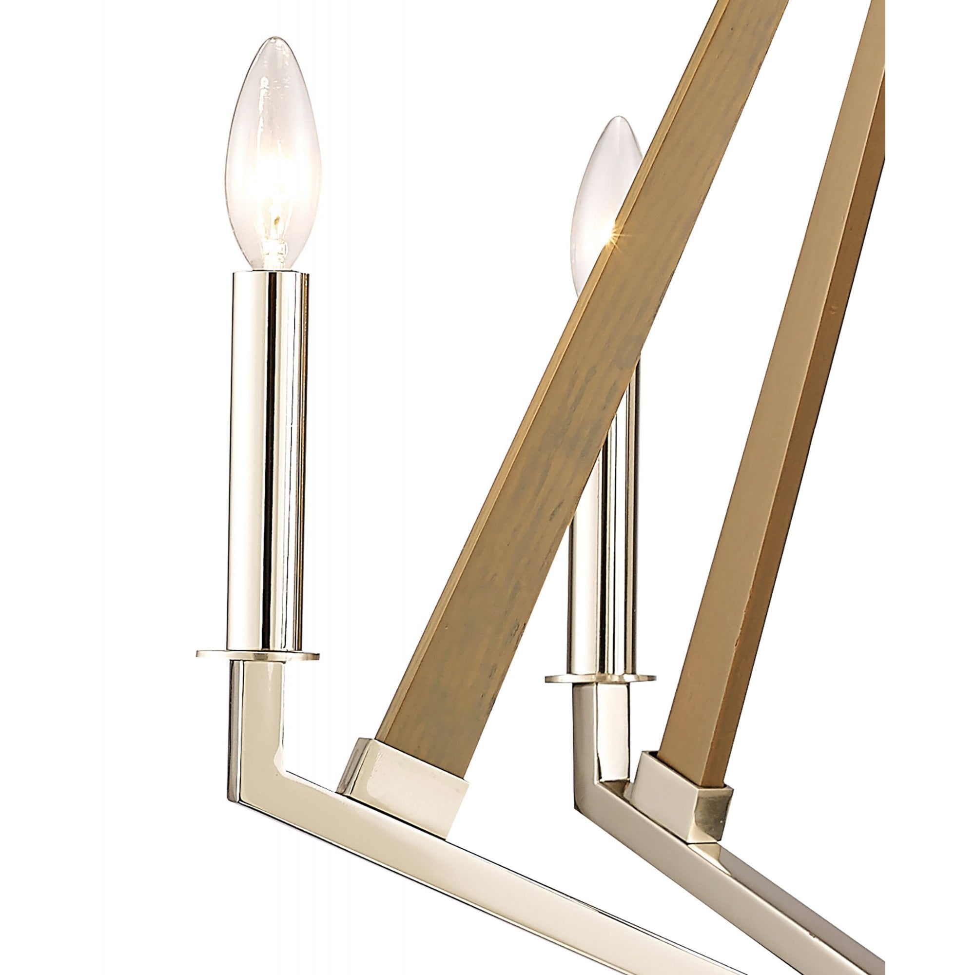 Diyas IL31682 Hilton Pentagonal Pendant 5 Light E14 Polished Nickel/Taupe Wood
