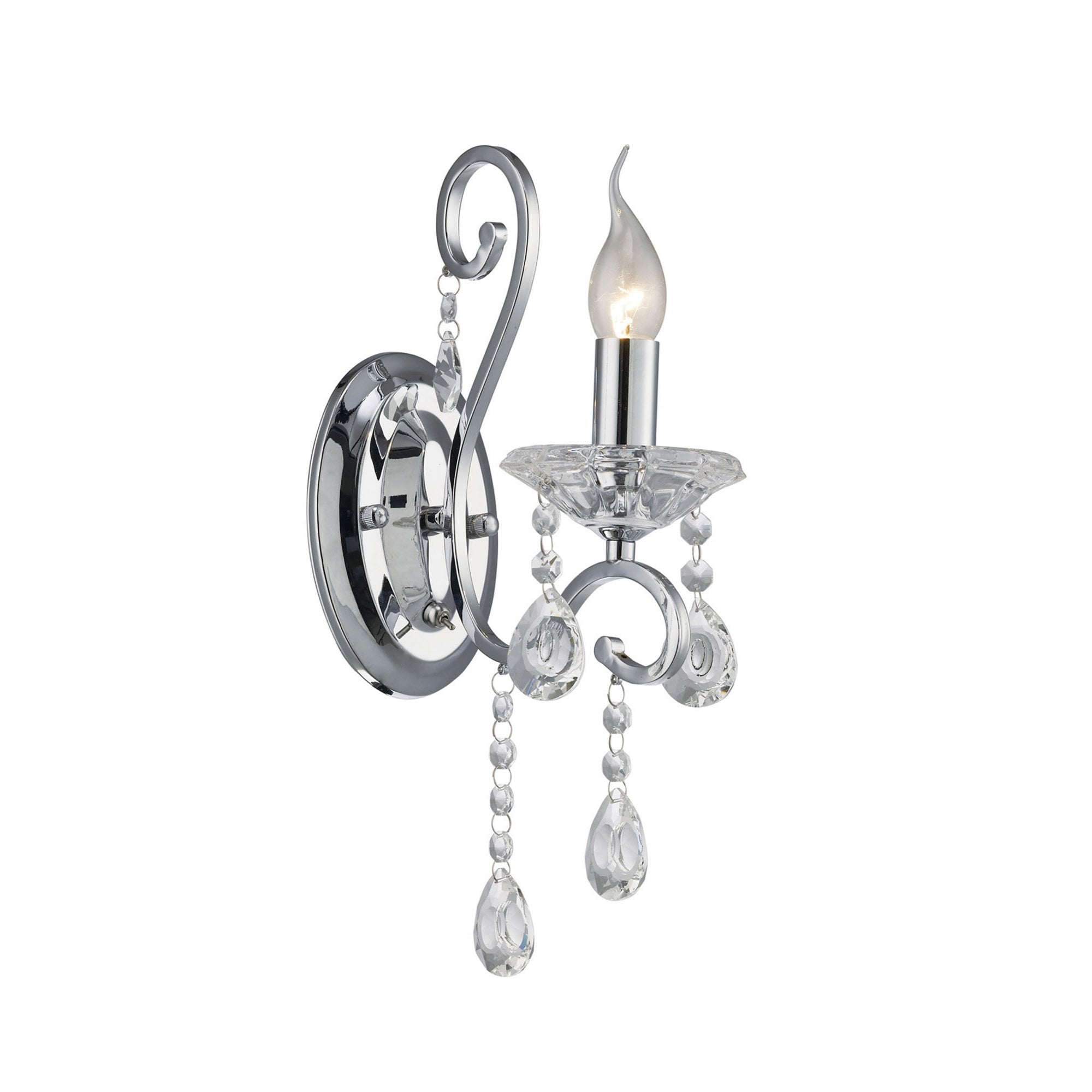Diyas IL31361 Vela Wall Light Switched 1 Light Polished Chrome/Crystal