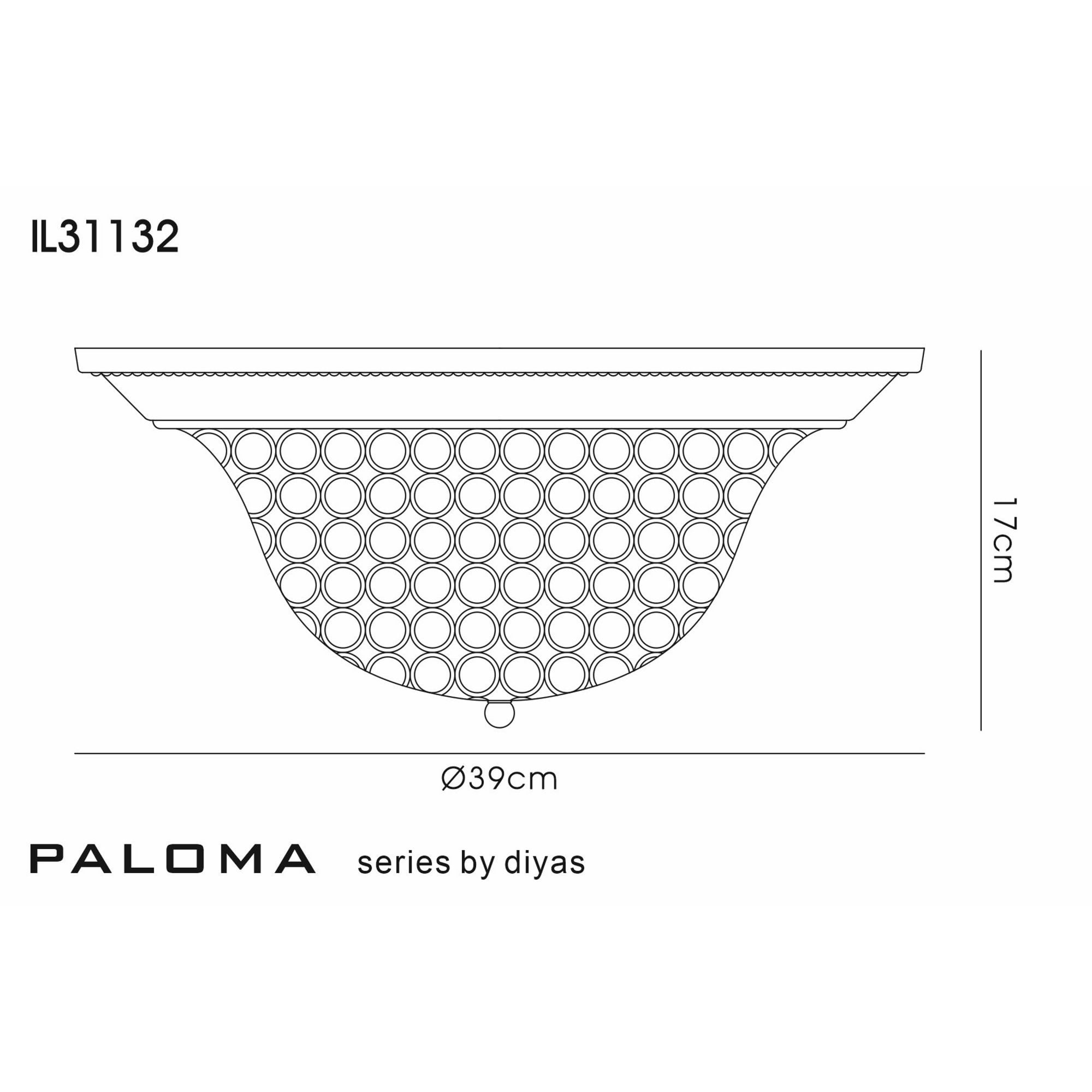 Diyas IL31132 Paloma Ceiling Large 3 Light Antique Brass/Crystal