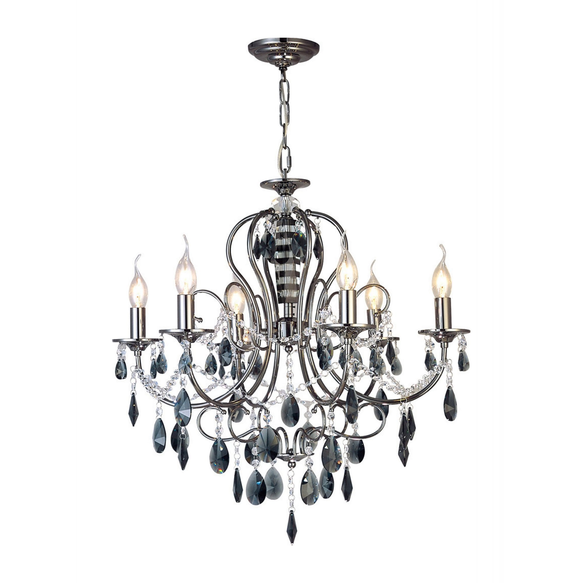 Diyas IL30906 Luna Pendant 6 Light Black Chrome/Crystal