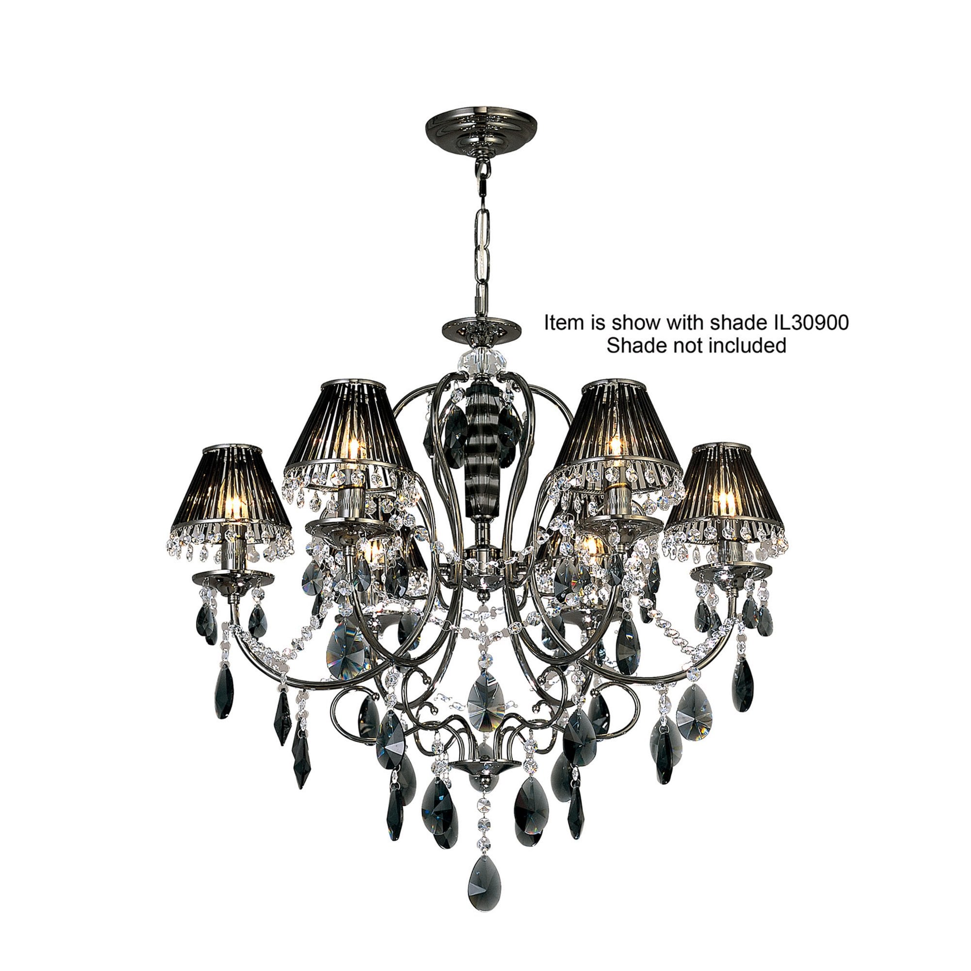 Diyas IL30906 Luna Pendant 6 Light Black Chrome/Crystal
