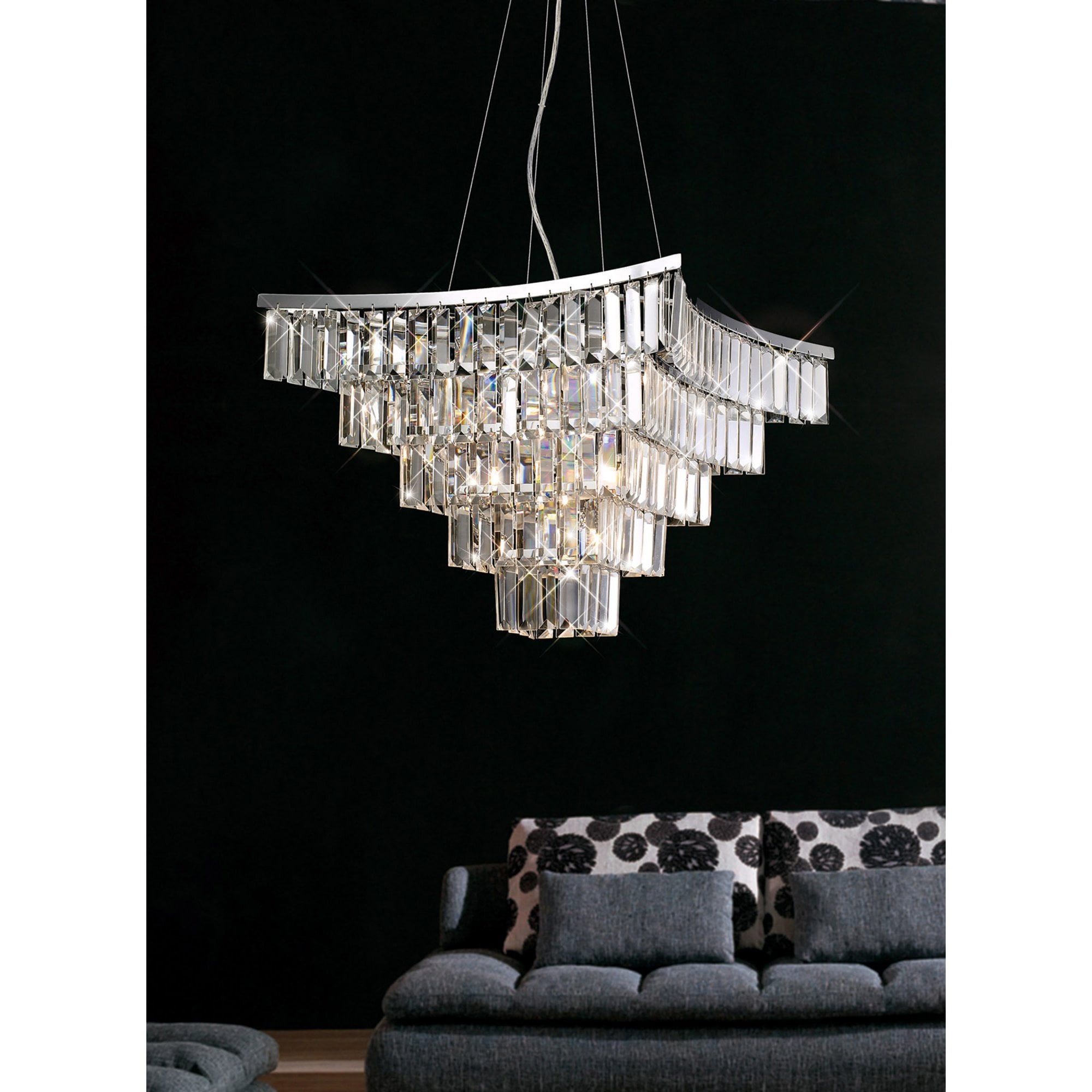 Diyas IL30643 Gianni Pendant 9 Light Polished Chrome/Crystal