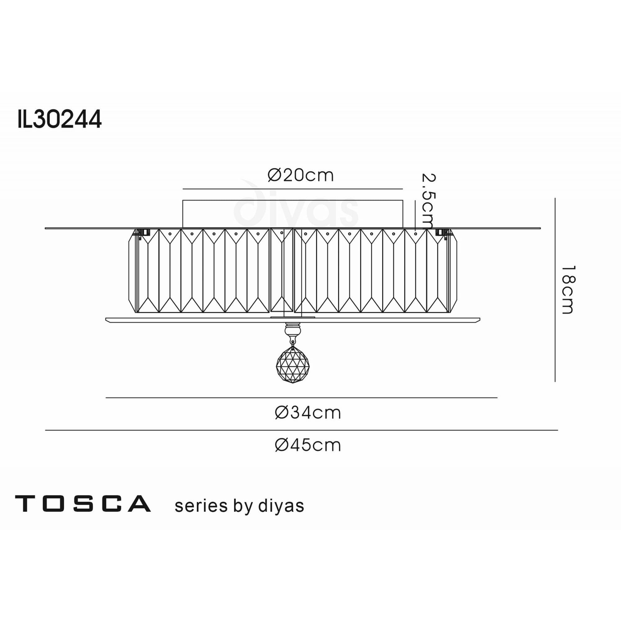 Diyas IL30244 Tosca Ceiling Round 6 Light Antique Brass/Glass/Crystal