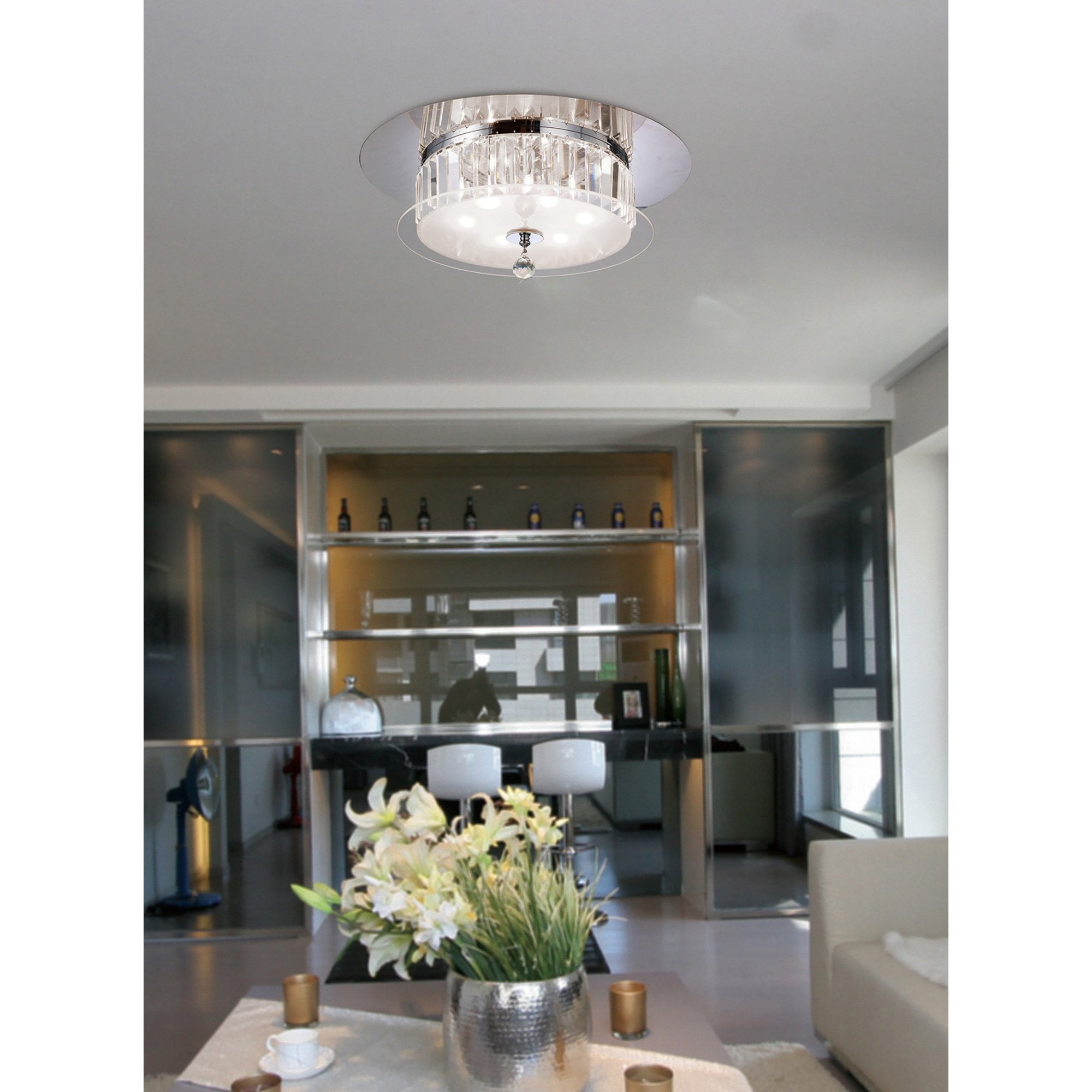 Diyas IL30242 Tosca Ceiling Round 6 Light Polished Chrome/Glass/Crystal