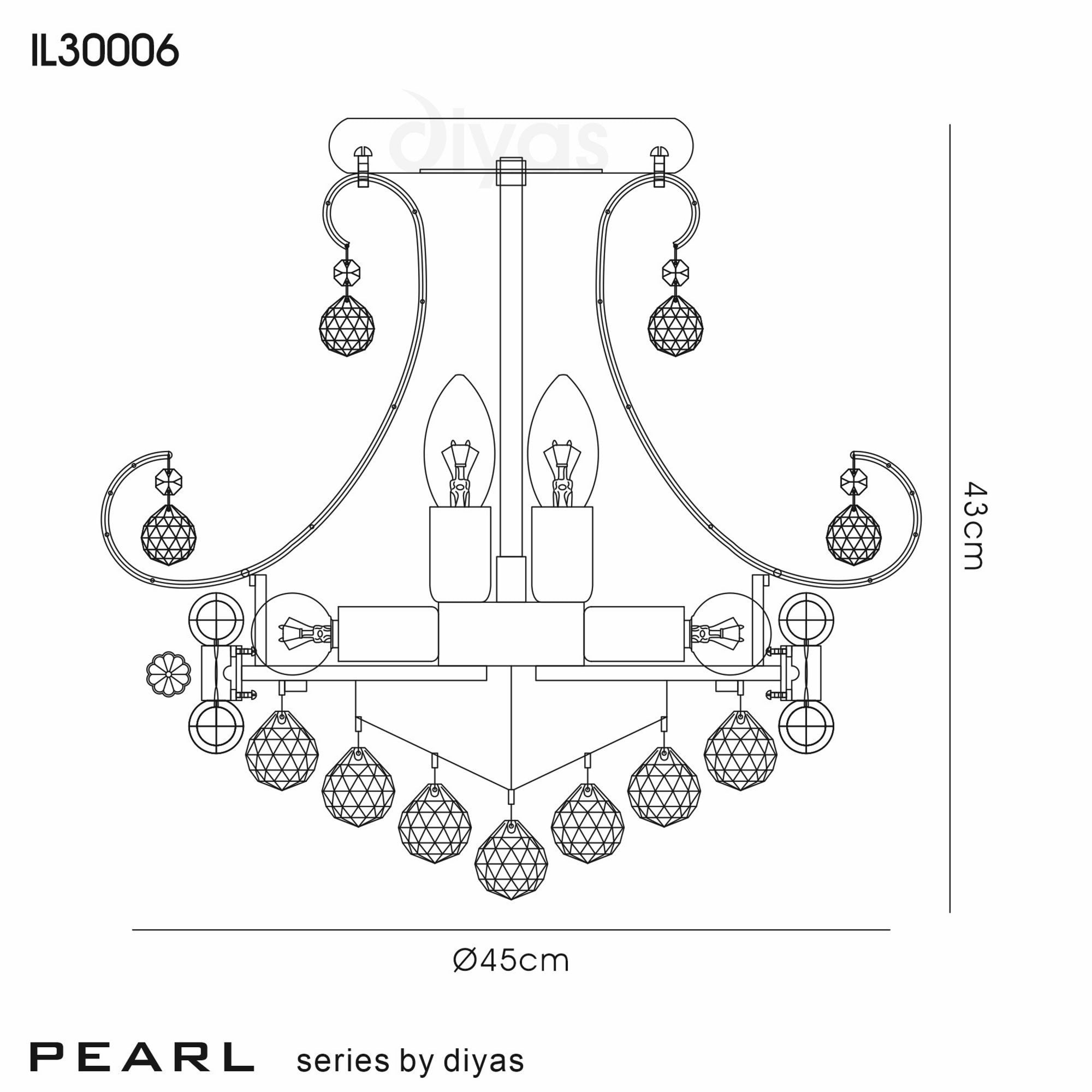 Diyas IL30006 Pearl Ceiling 9 Light French Gold/Crystal