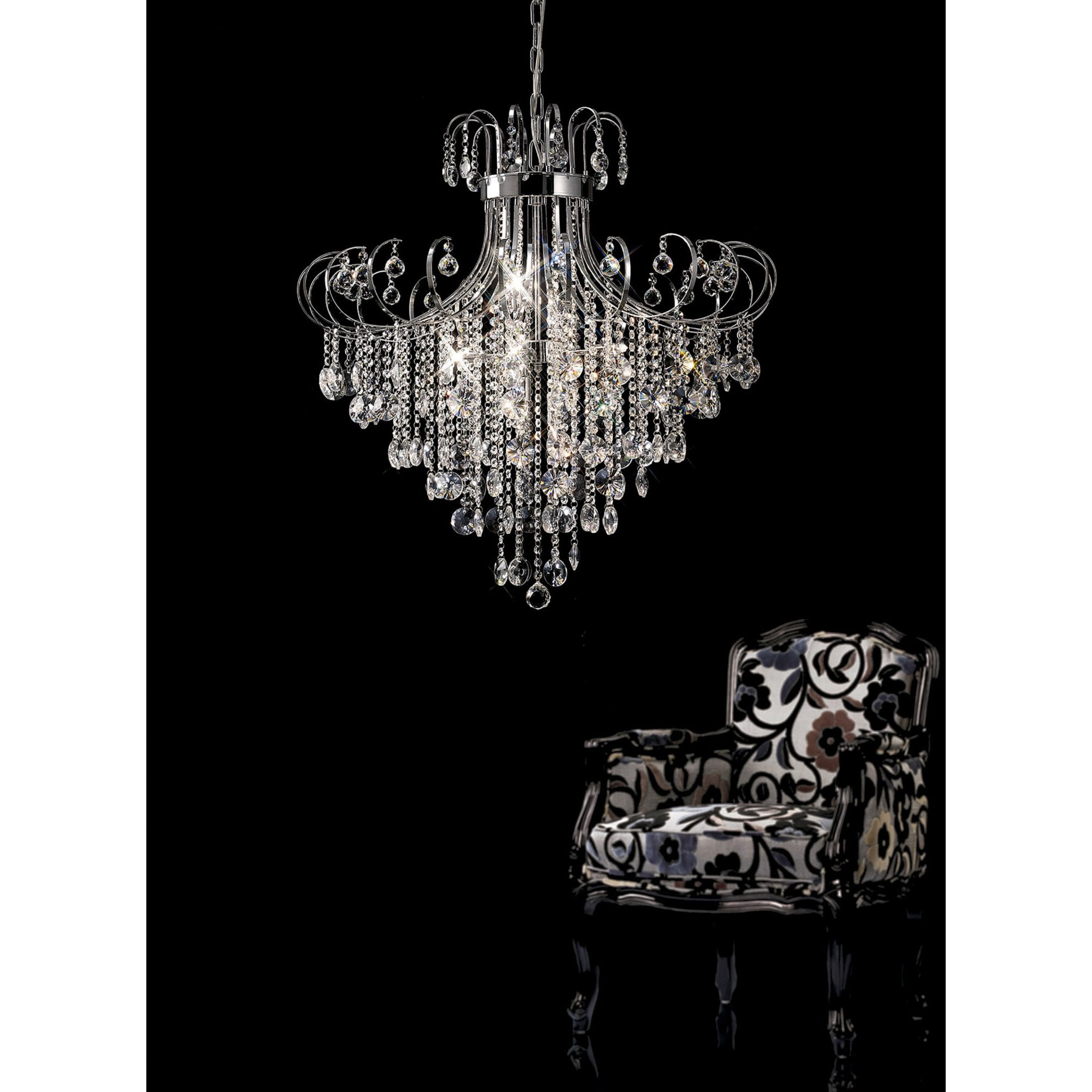 Diyas IL31058 Rosina Pendant 8 Light Polished Chrome/Crystal