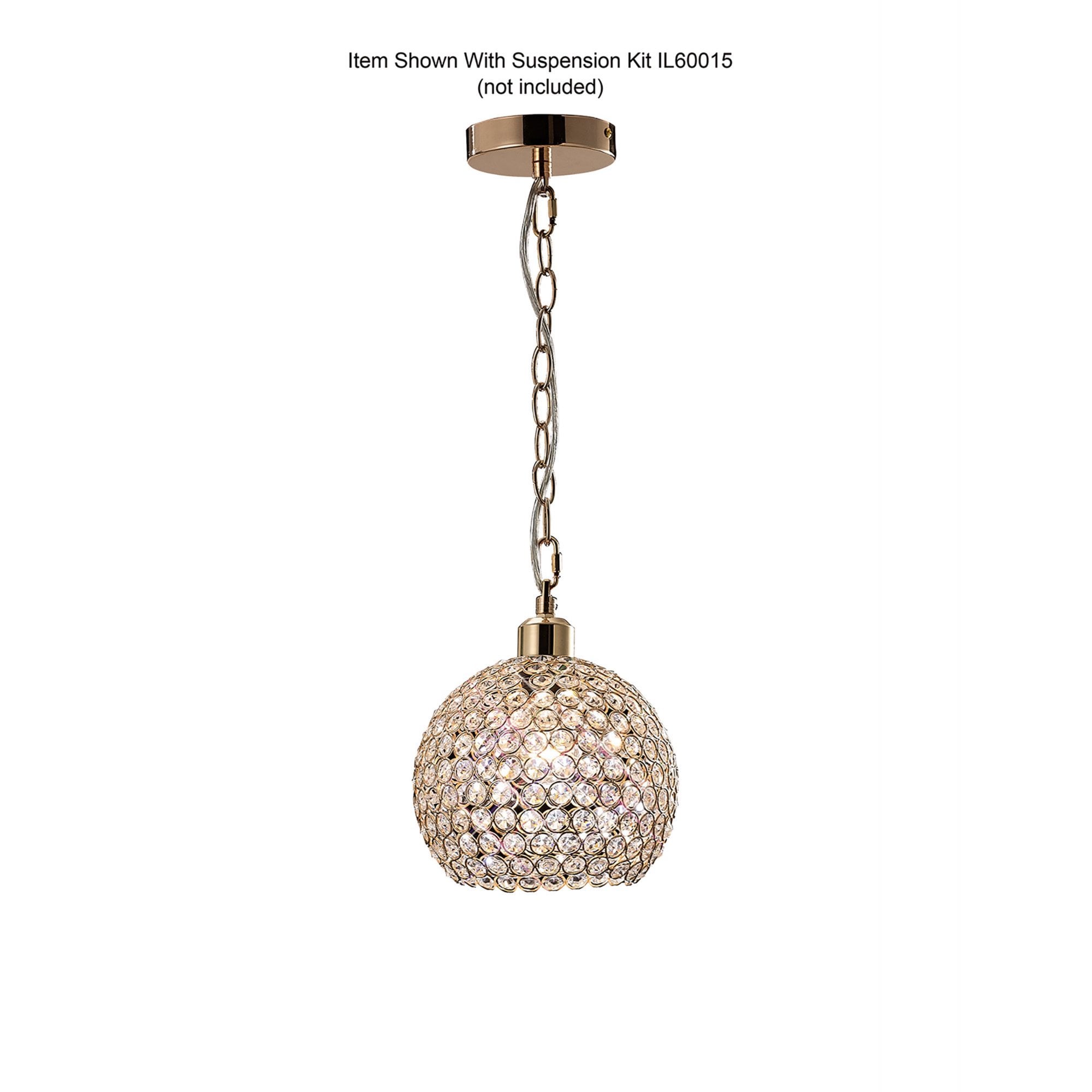 Diyas IL30762 Kudo Ball Shade - French Gold/Crystal - 20cm - Shade Only