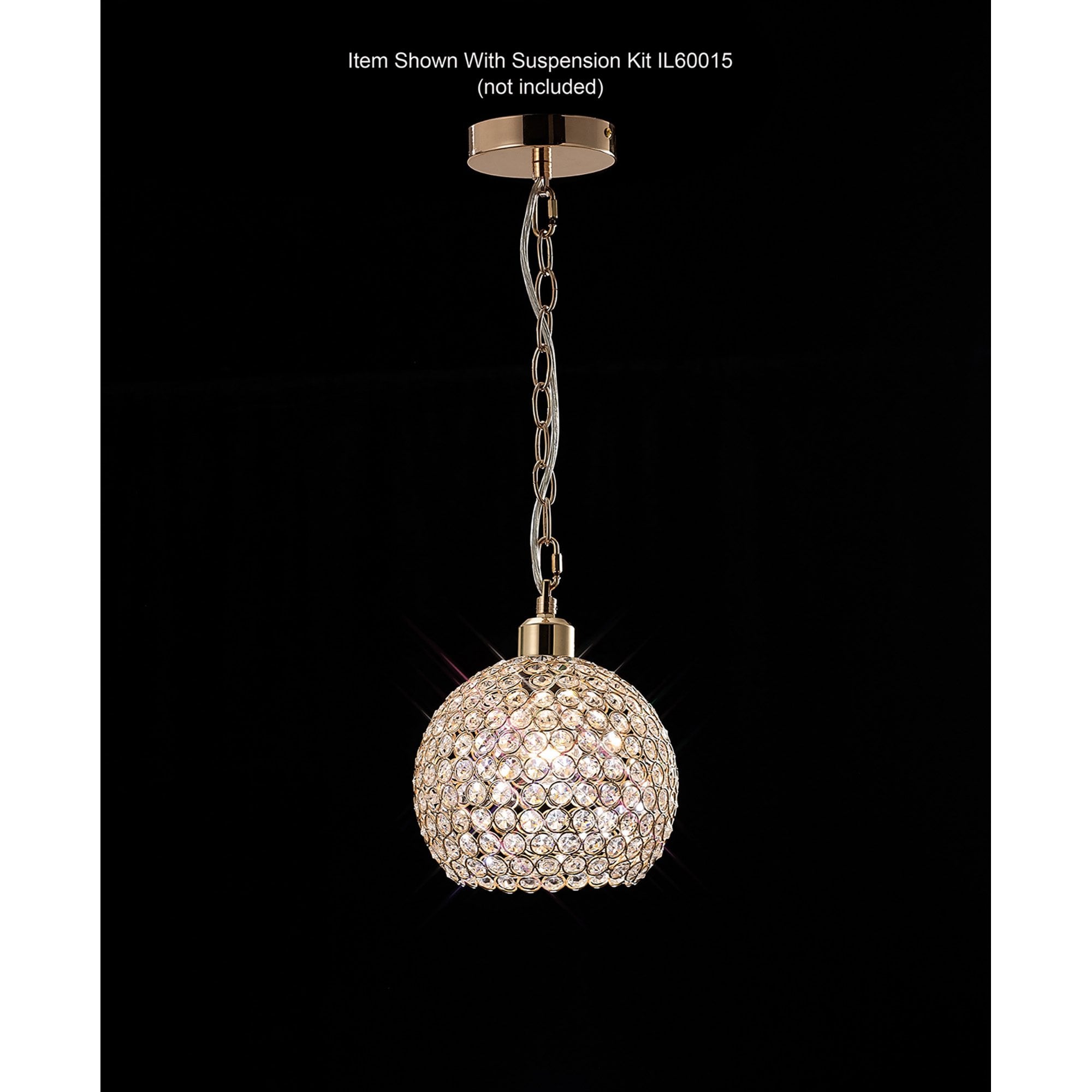 Diyas IL30762 Kudo Ball Shade - French Gold/Crystal - 20cm - Shade Only