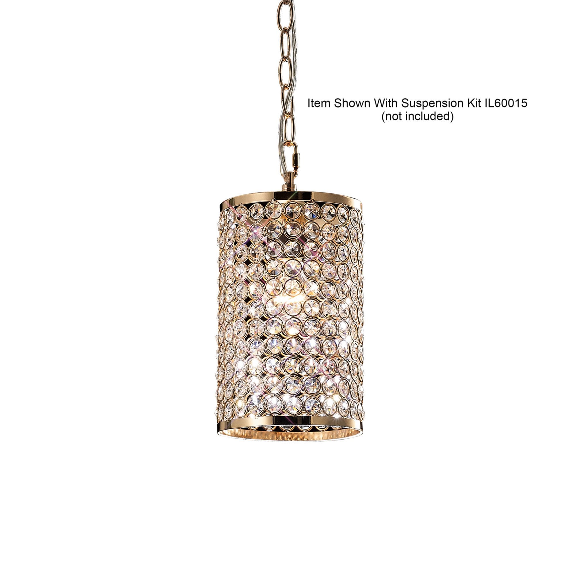 Diyas IL30761 Kudo Cylinder Shade - French Gold/Crystal - 15cm - Shade Only